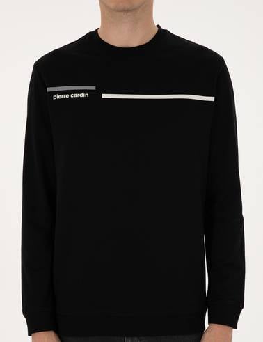 Siyah Regular Fit Bisiklet Yaka Sweatshirt