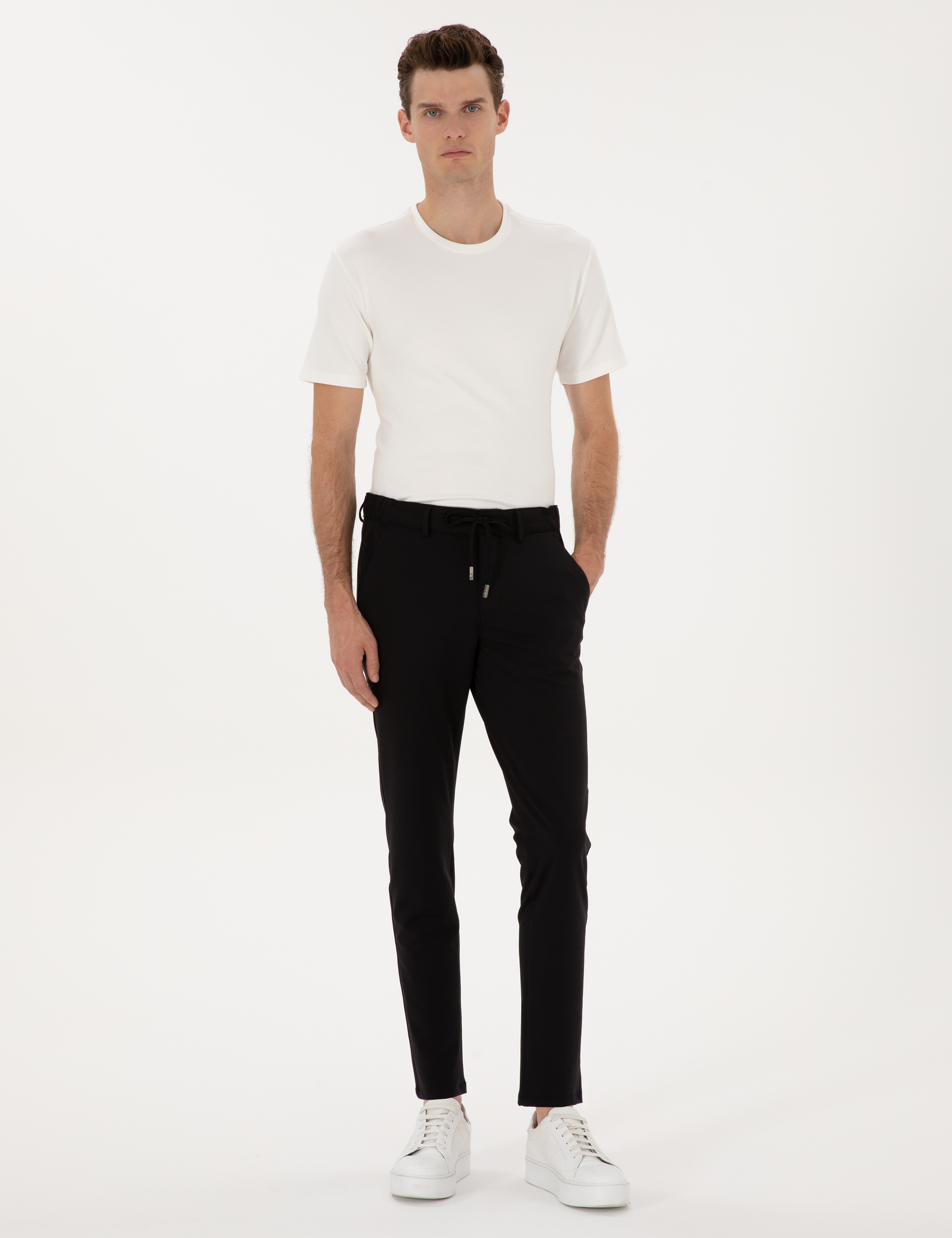 Ekru Regular Fit Kalın Dokulu Bisiklet Yaka Basic Tişört - Image 4