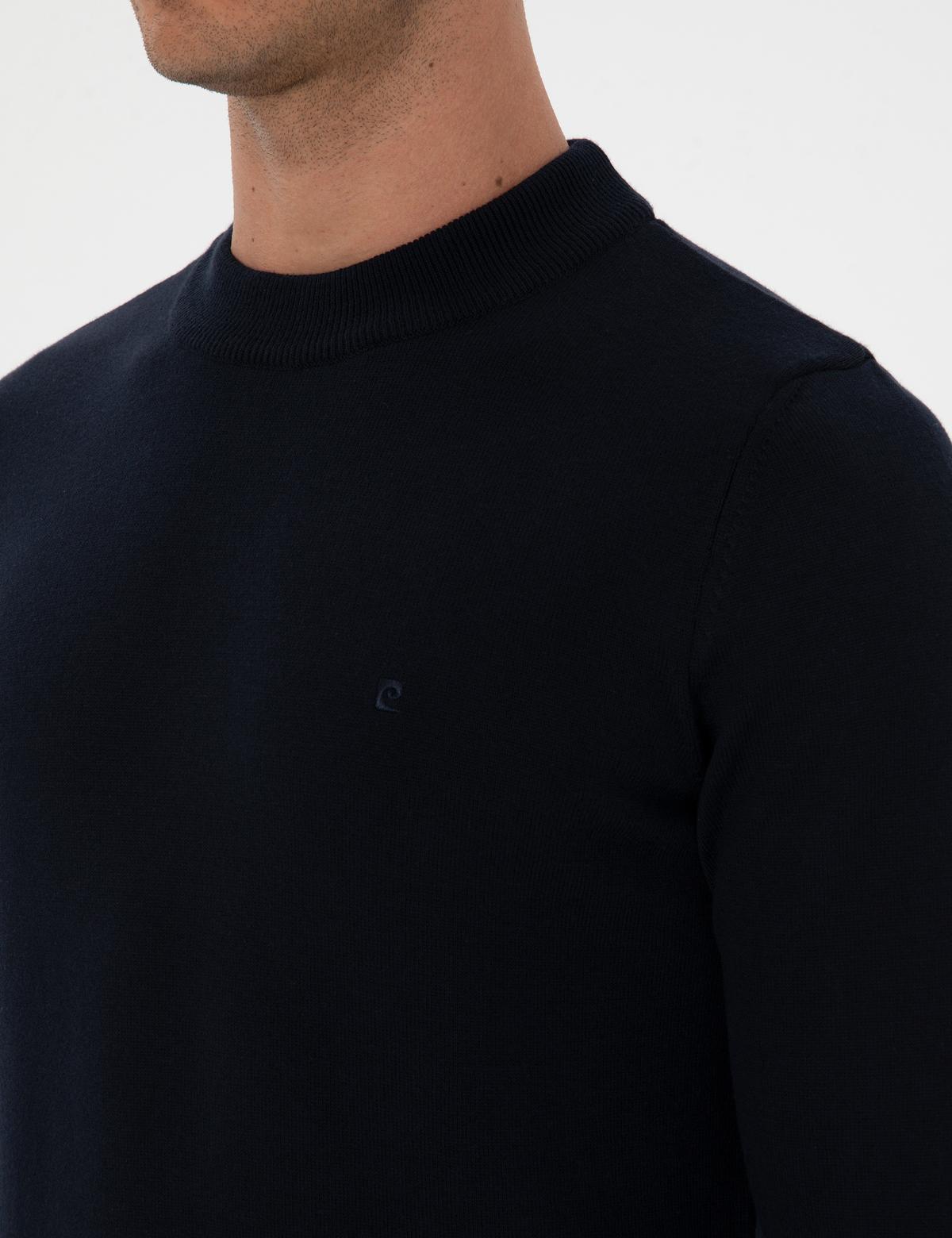 Lacivert Slim Fit Çeyrek Yaka Basic Triko Kazak - 50315456001