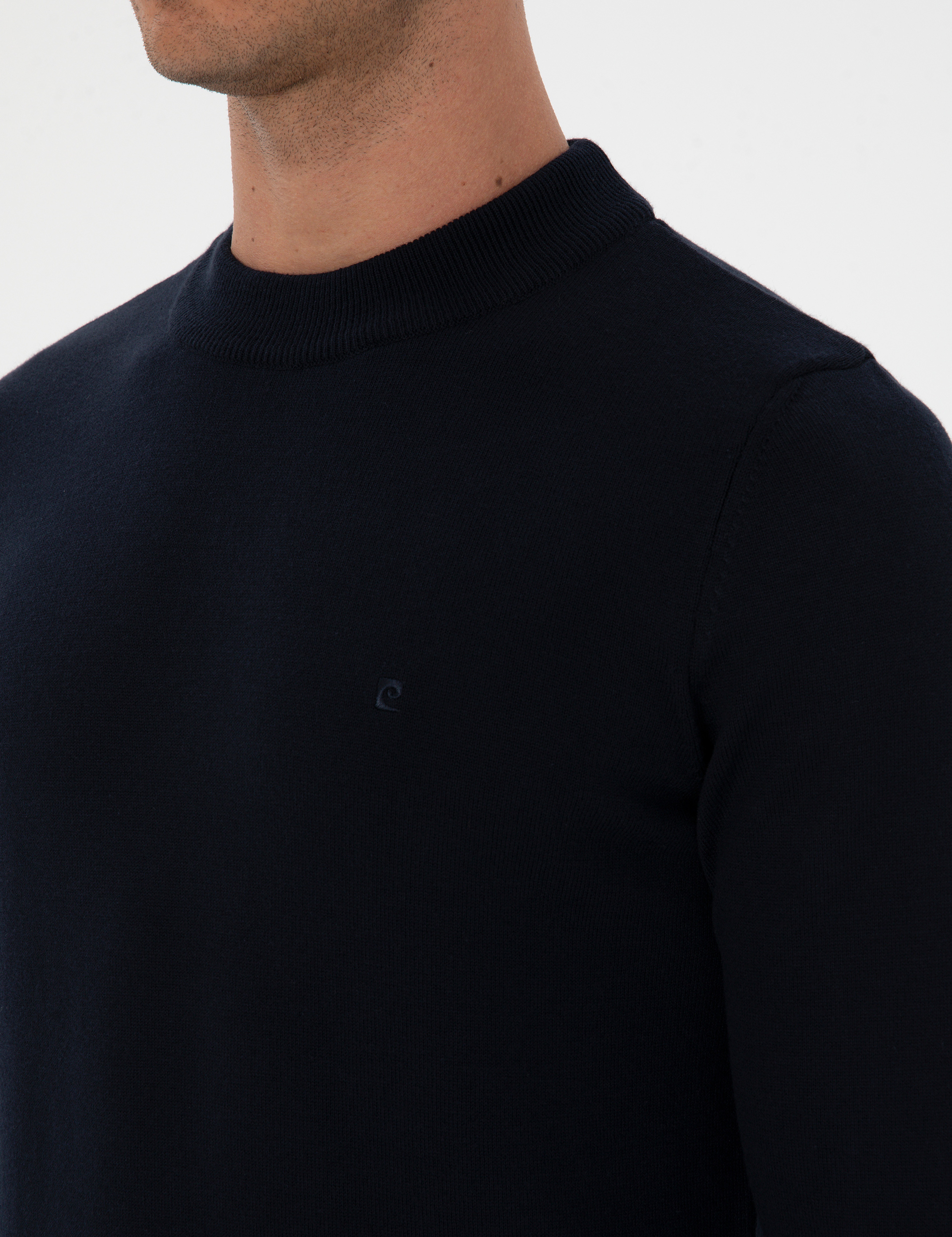 Lacivert Slim Fit Çeyrek Yaka Basic Triko Kazak - Image 7