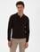 Koyu Kahverengi Slim Fit Polo Yaka Basic Triko Kazak