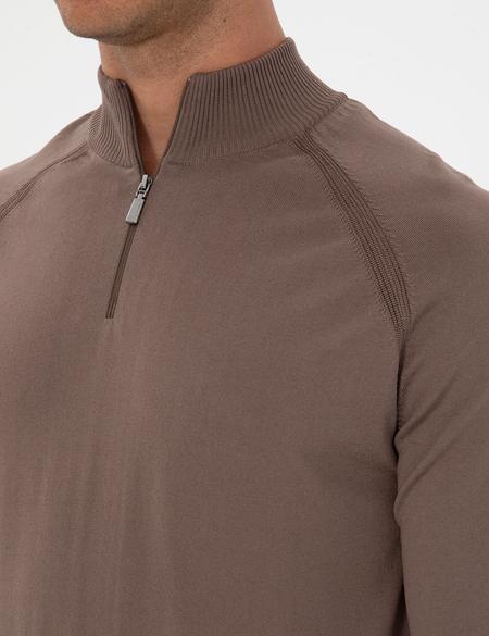 Vizon Slim Fit Dik Yaka Fermuarlı Triko Kazak - 50315752017