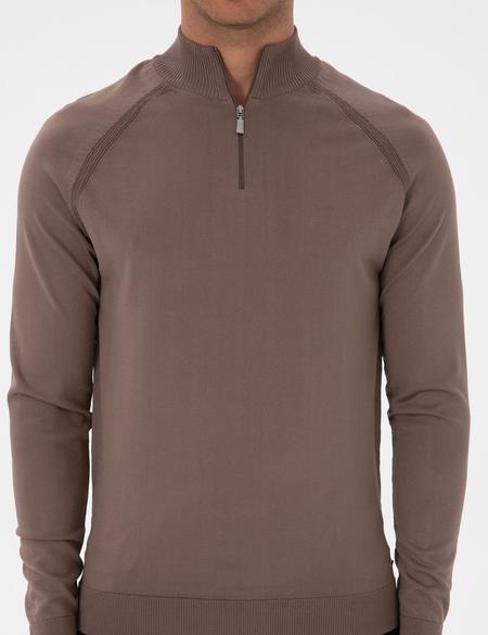 Vizon Slim Fit Dik Yaka Fermuarlı Triko Kazak - 50315752017