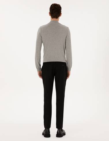 Siyah Slim Fit Kanvas Pantolon