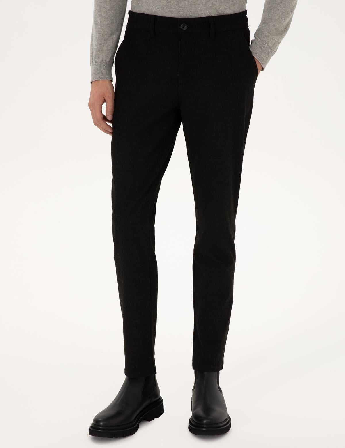 Siyah Slim Fit Kanvas Pantolon - 50310903137