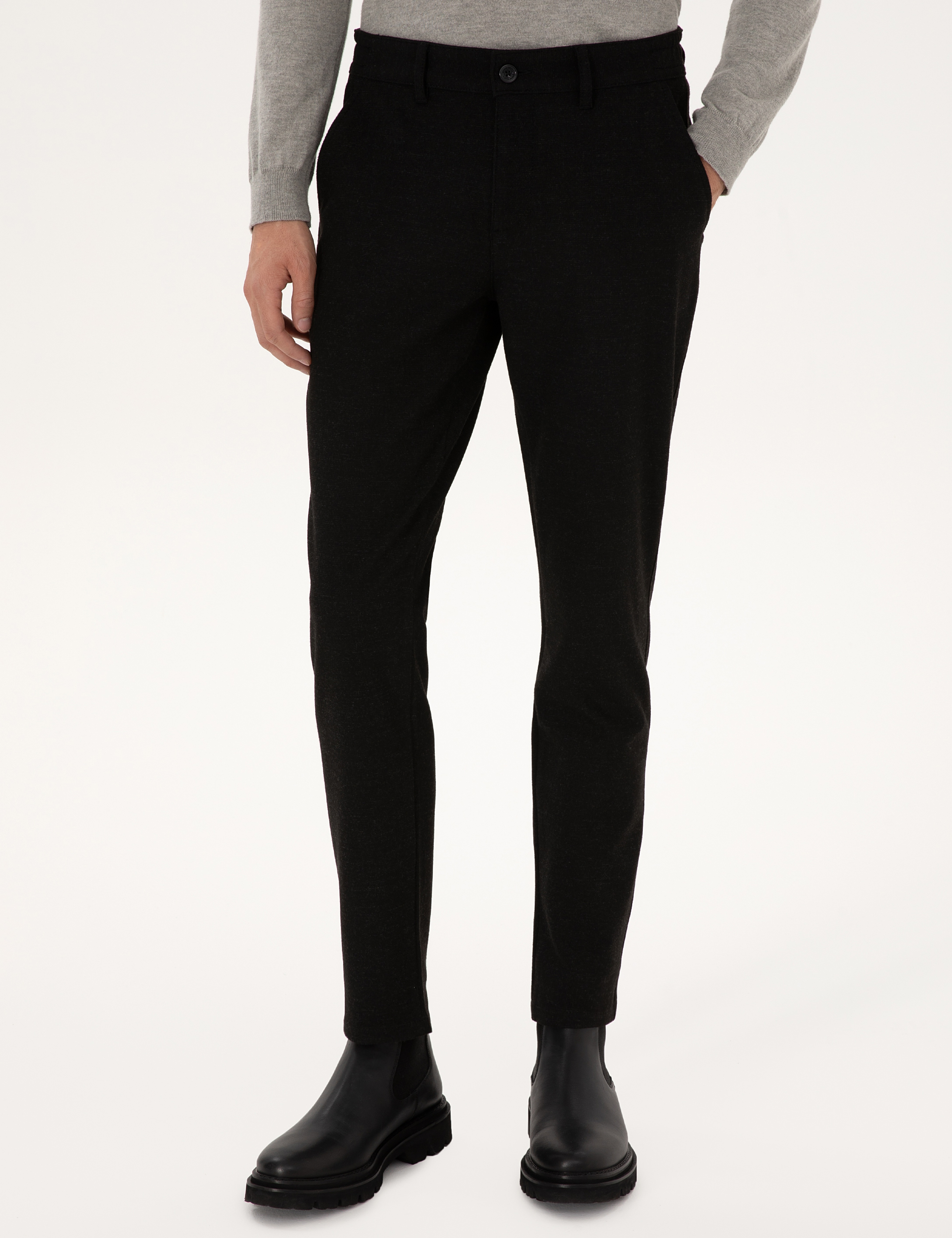 Siyah Slim Fit Kanvas Pantolon