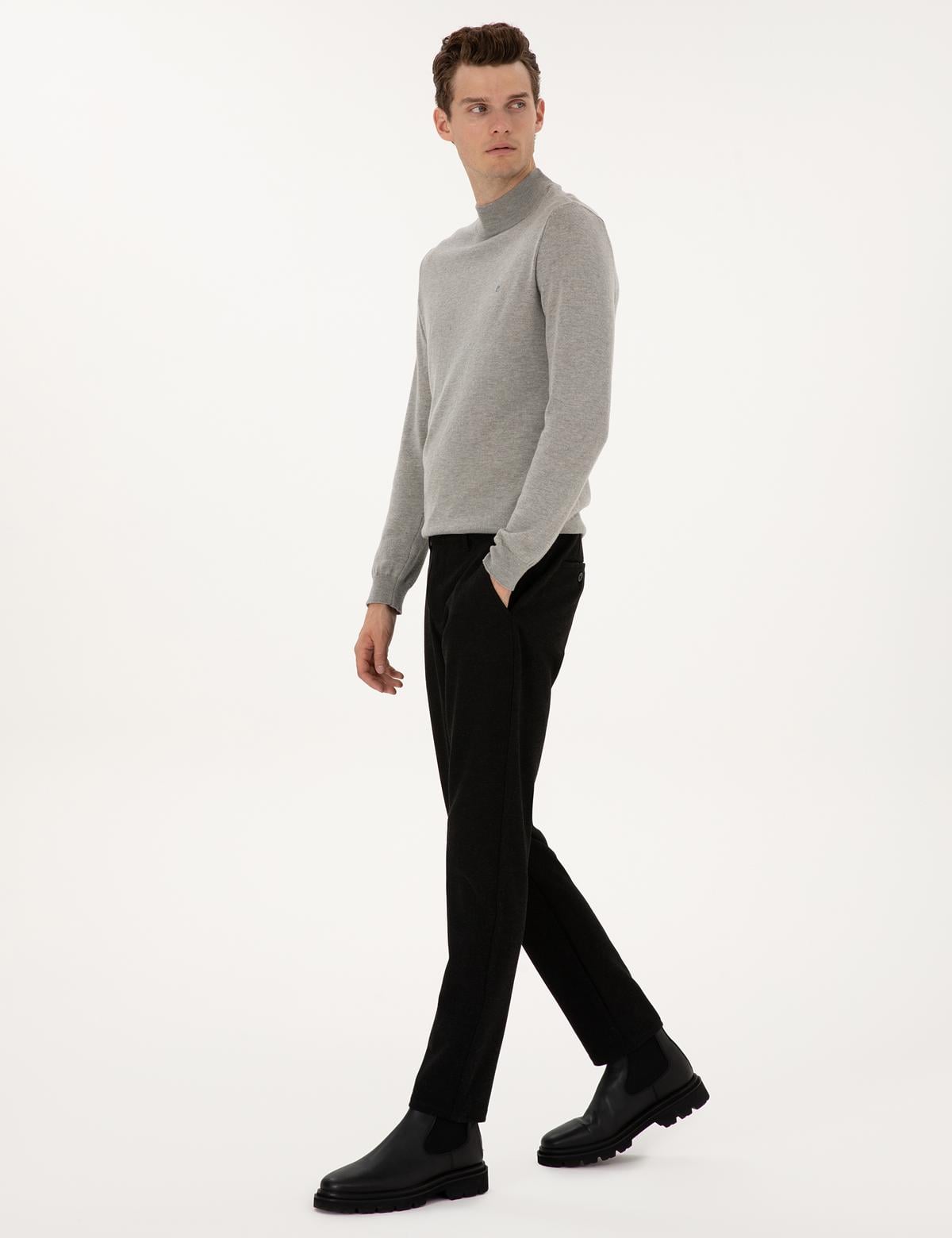 Siyah Slim Fit Kanvas Pantolon - 50310903137