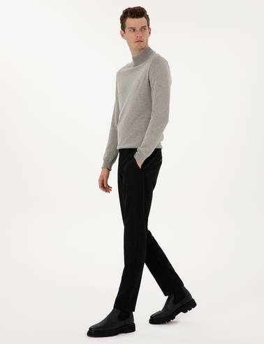 Siyah Slim Fit Kanvas Pantolon