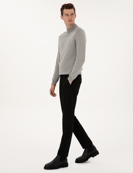 Siyah Slim Fit Kanvas Pantolon - 50310903137