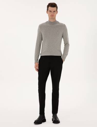 Siyah Slim Fit Kanvas Pantolon
