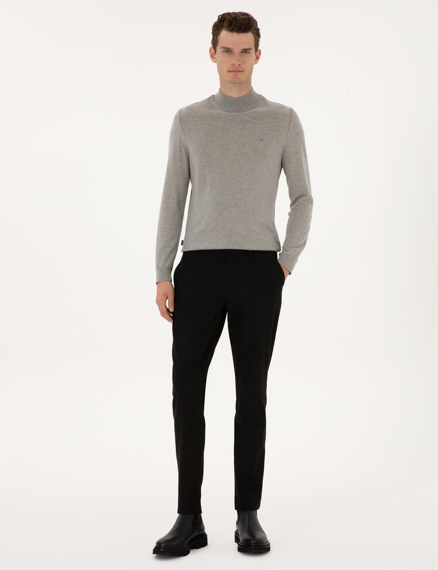 Siyah Slim Fit Kanvas Pantolon