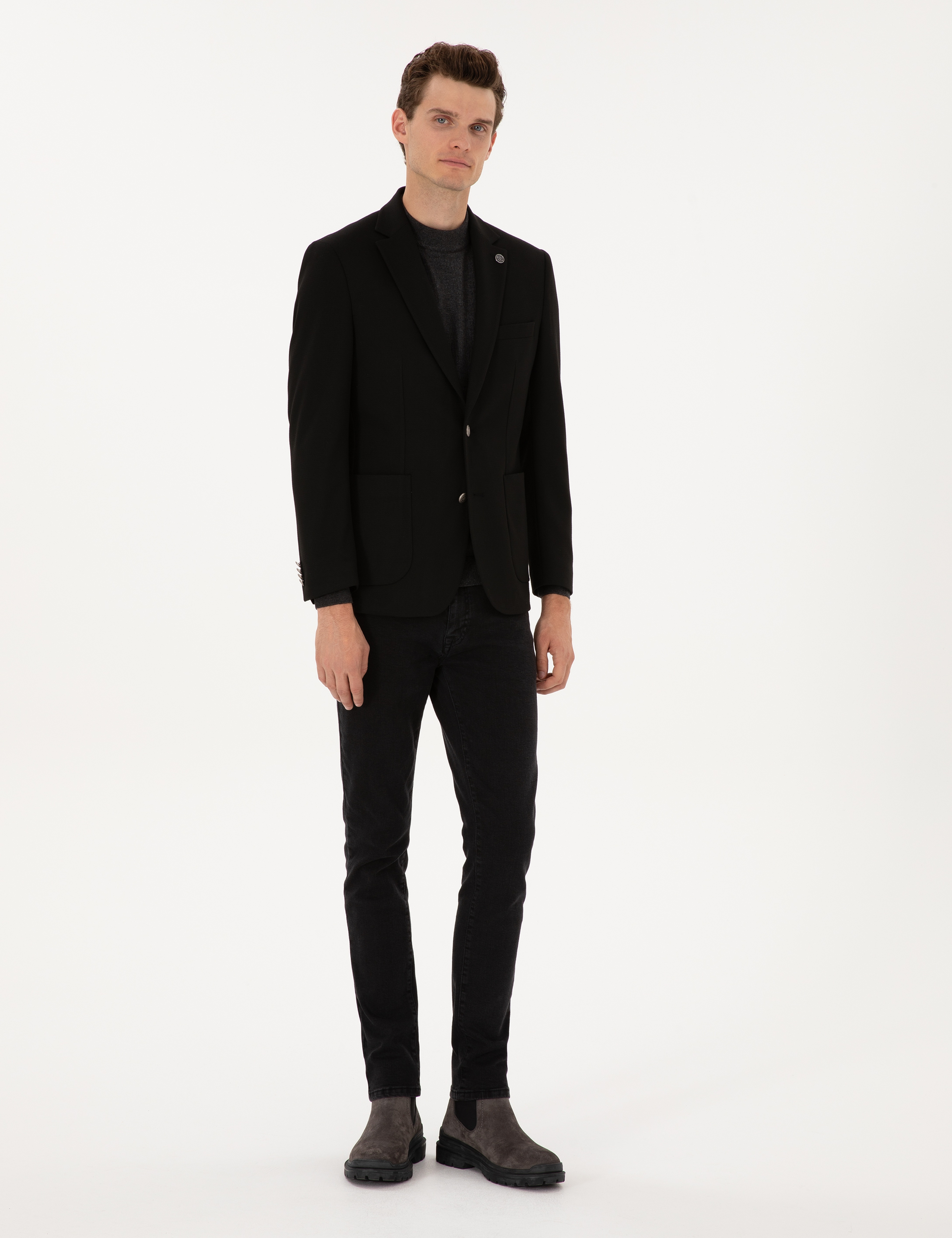 Siyah Slim Fit Ceket - Image 4