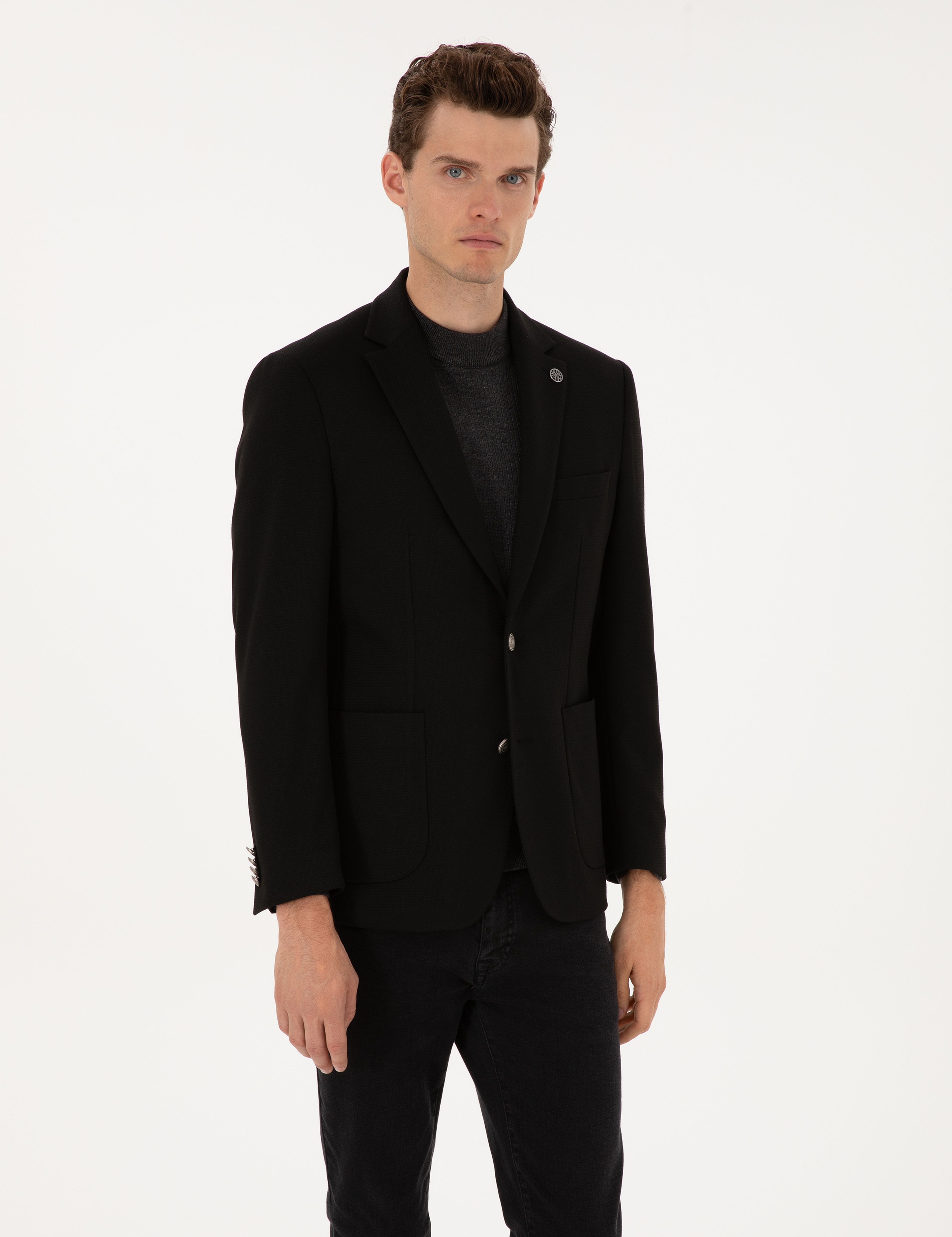 Siyah Slim Fit Ceket - Image 1