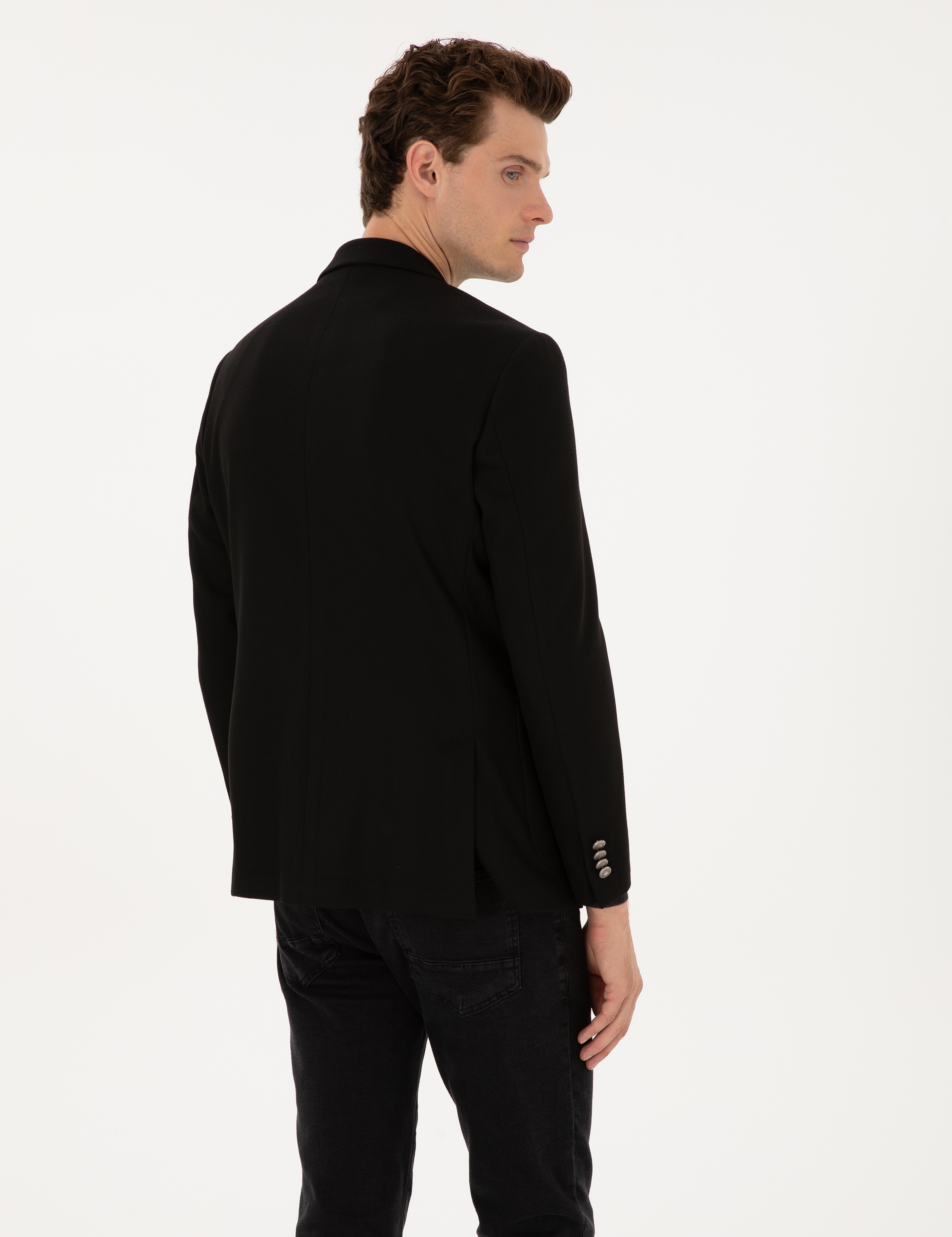 Siyah Slim Fit Ceket - Image 5