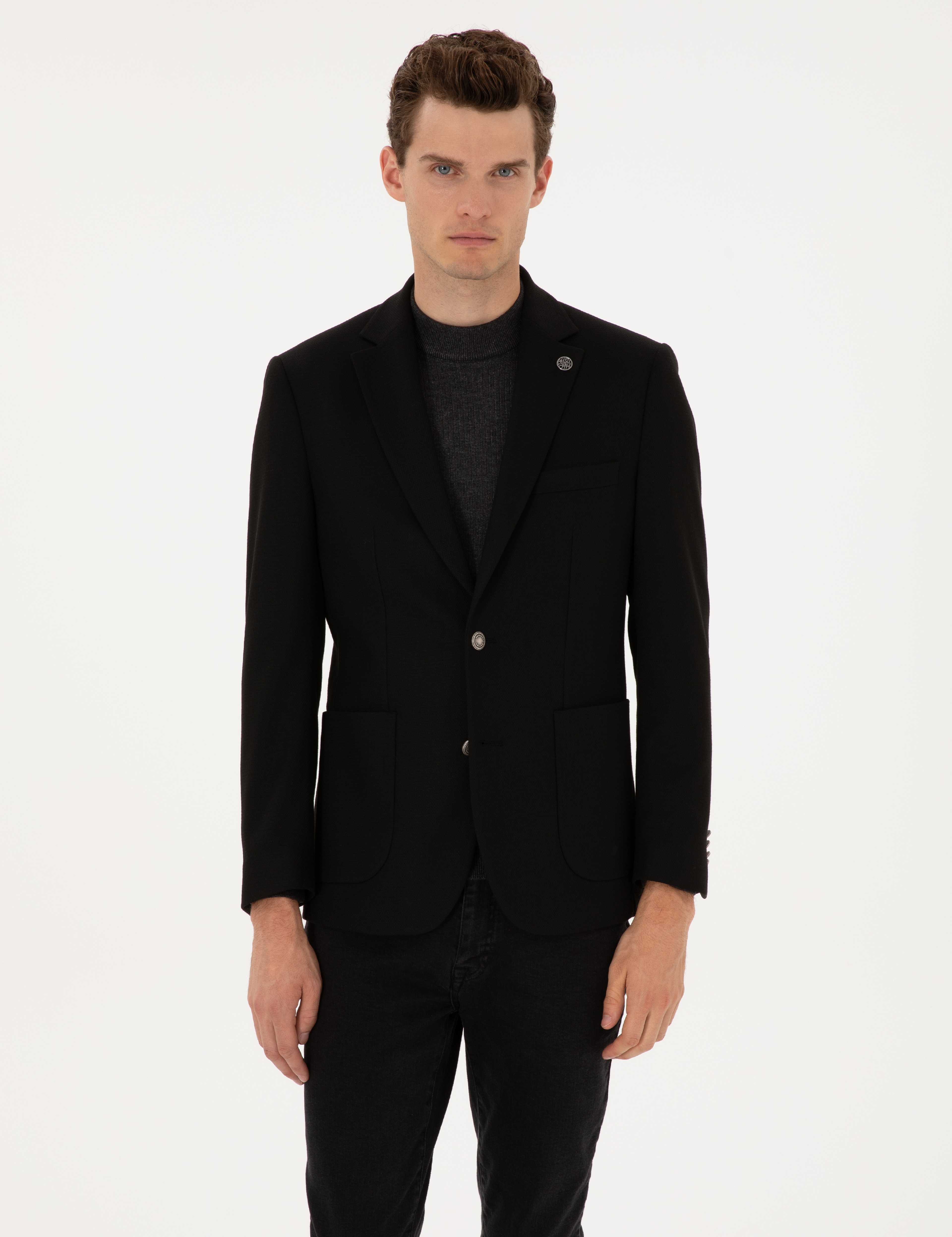 Siyah Slim Fit Ceket - Image 3