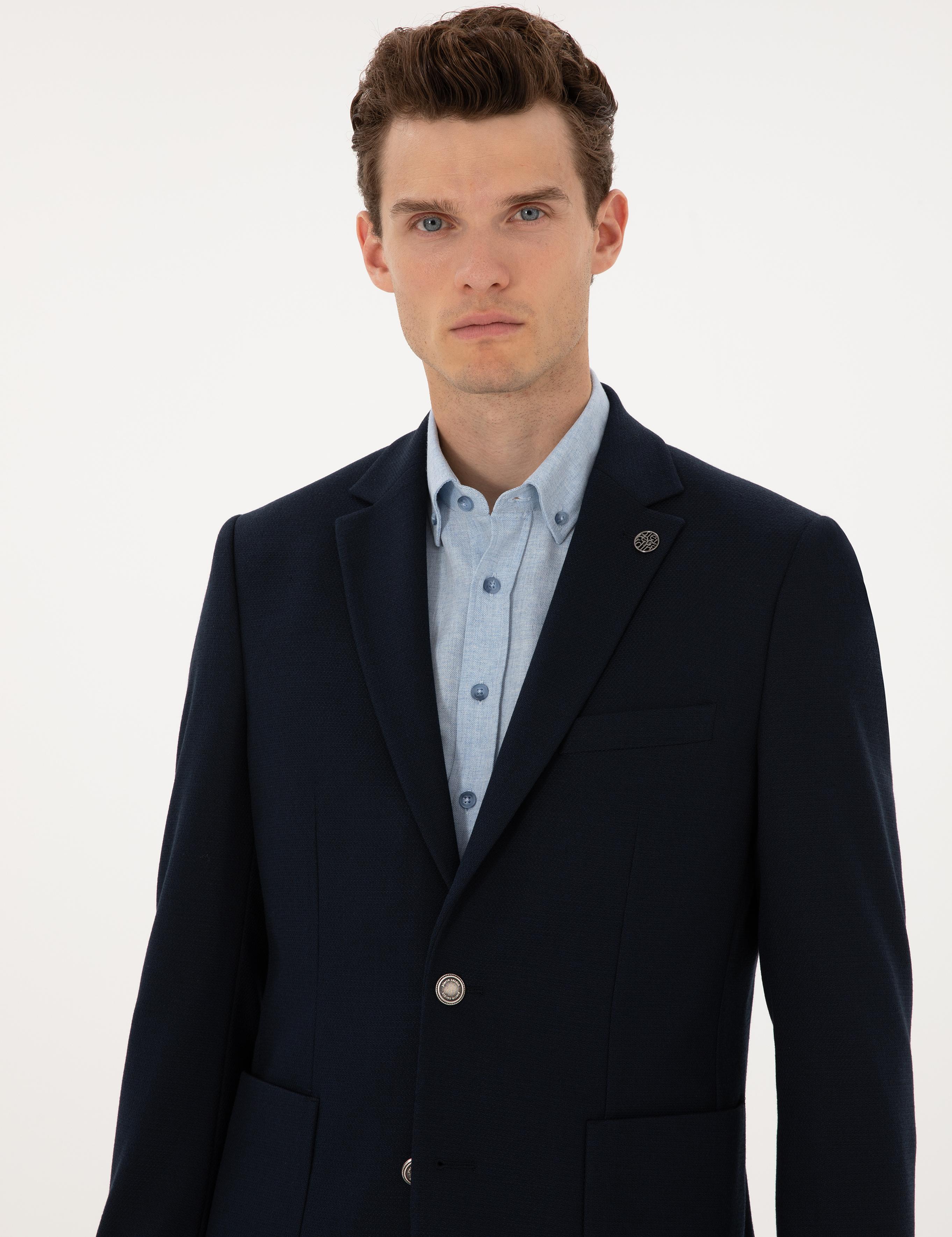 Lacivert Slim Fit Ceket