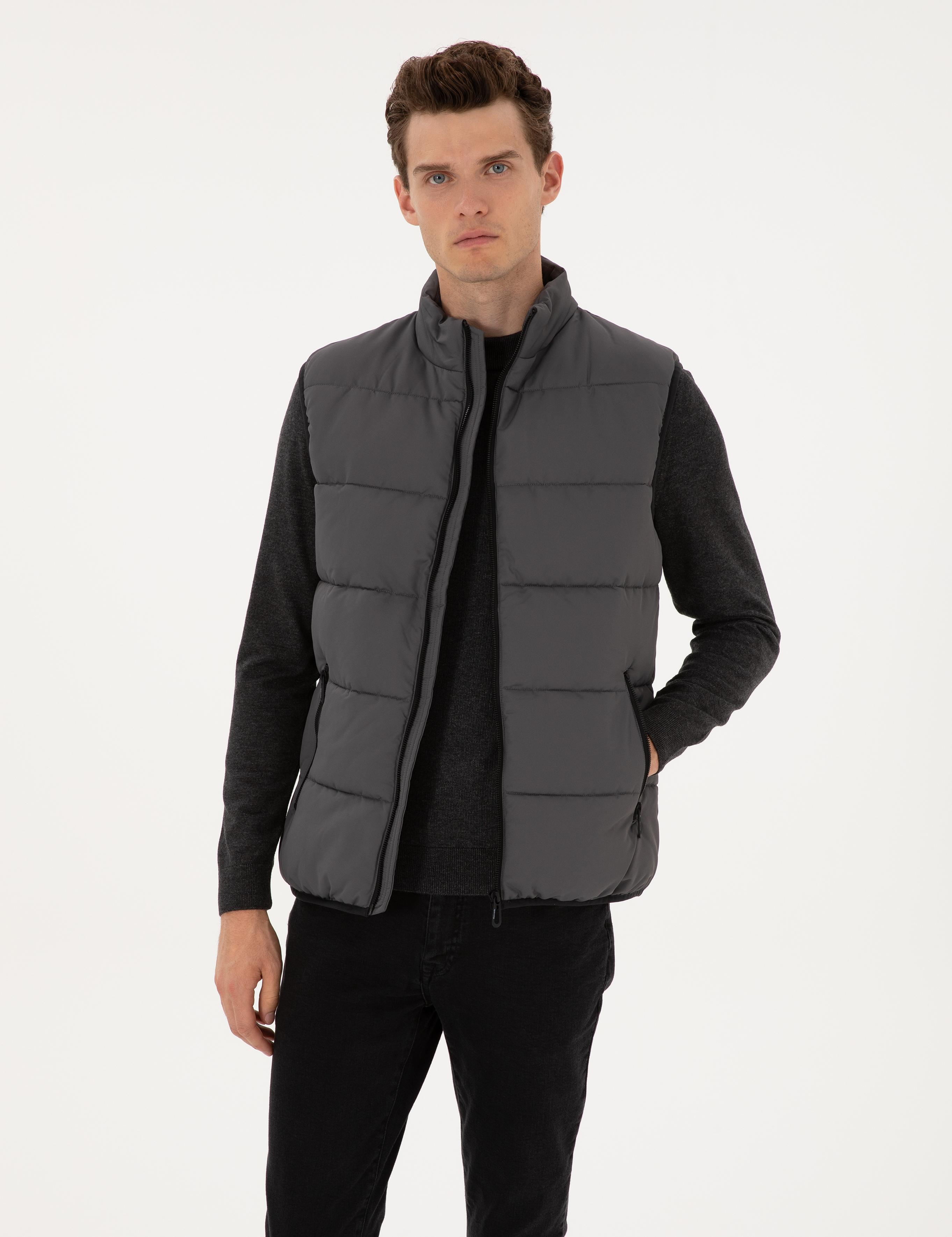 Gri Dolgulu Şişme Yelek