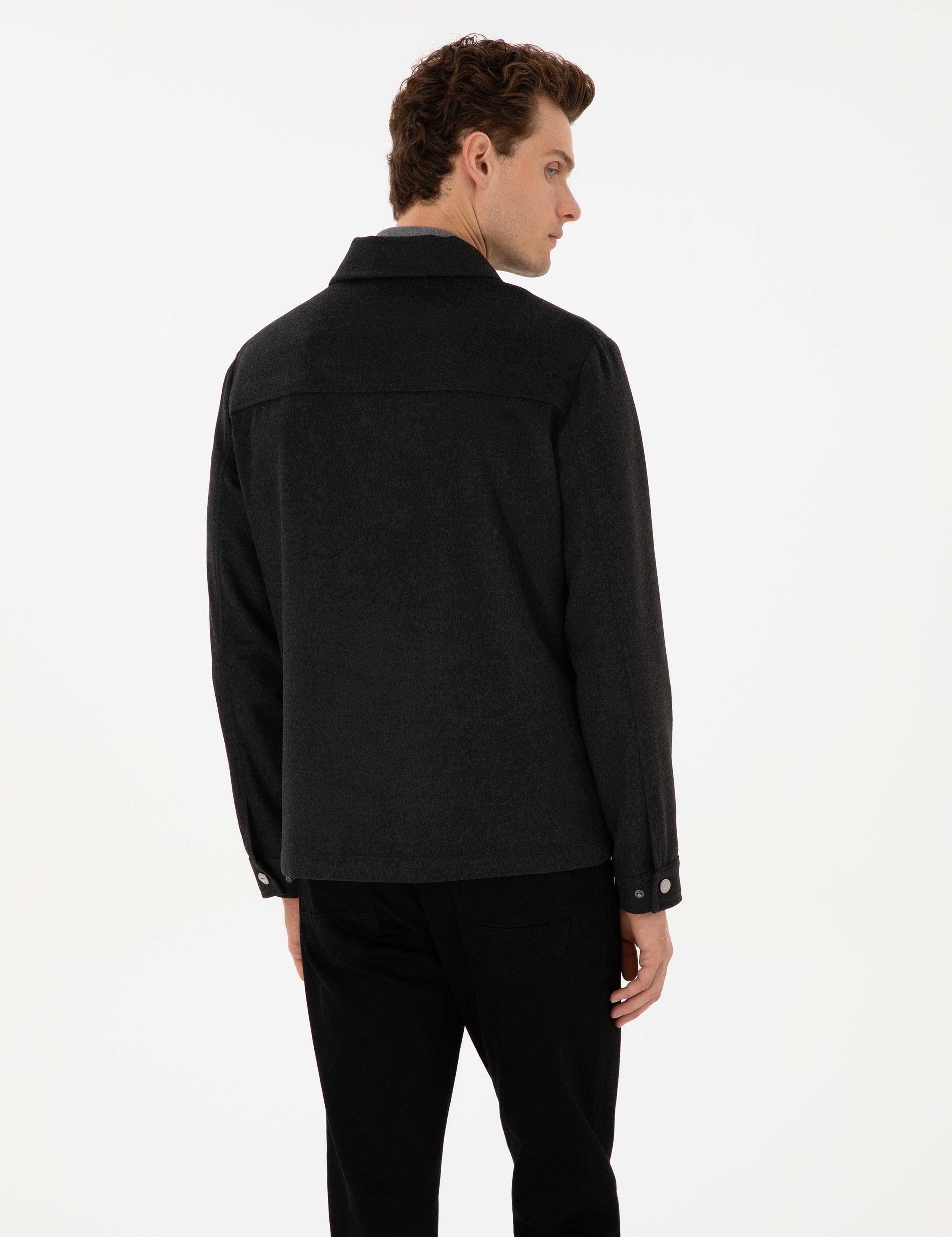 Antrasit Regular Fit Fermuarlı Ceket