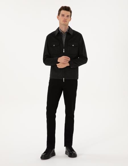 Antrasit Regular Fit Fermuarlı Ceket - 50316426077