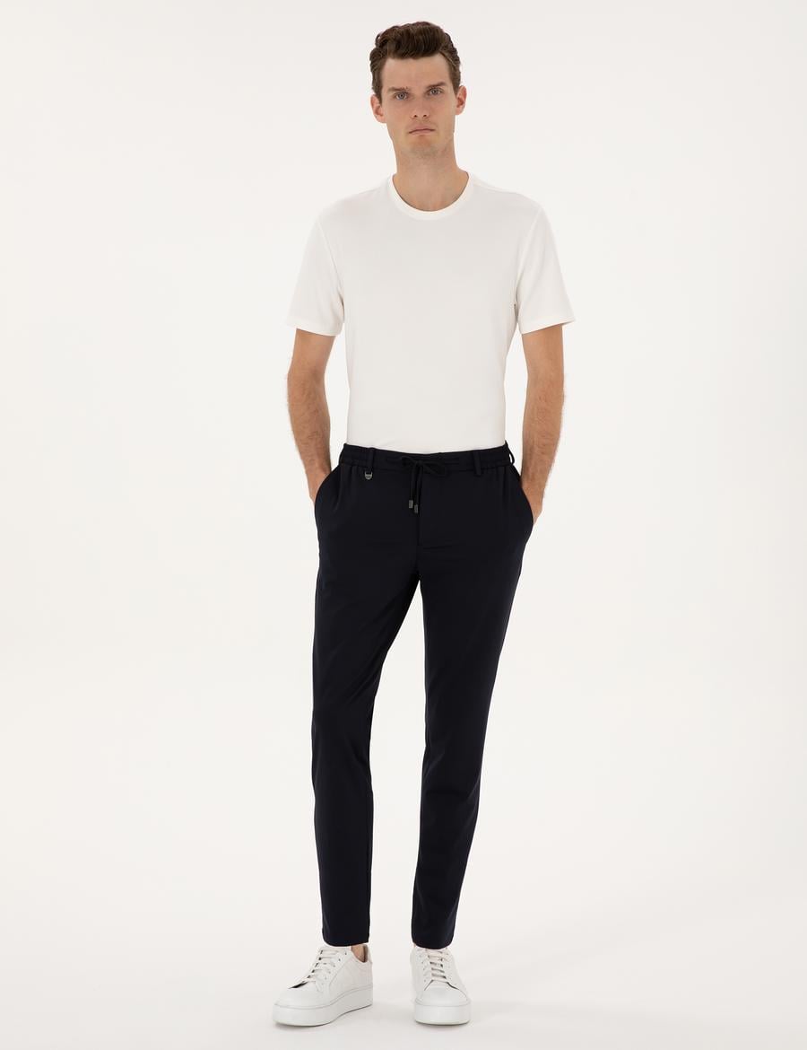Lacivert Slim Fit Klasik Jogger Pantolon