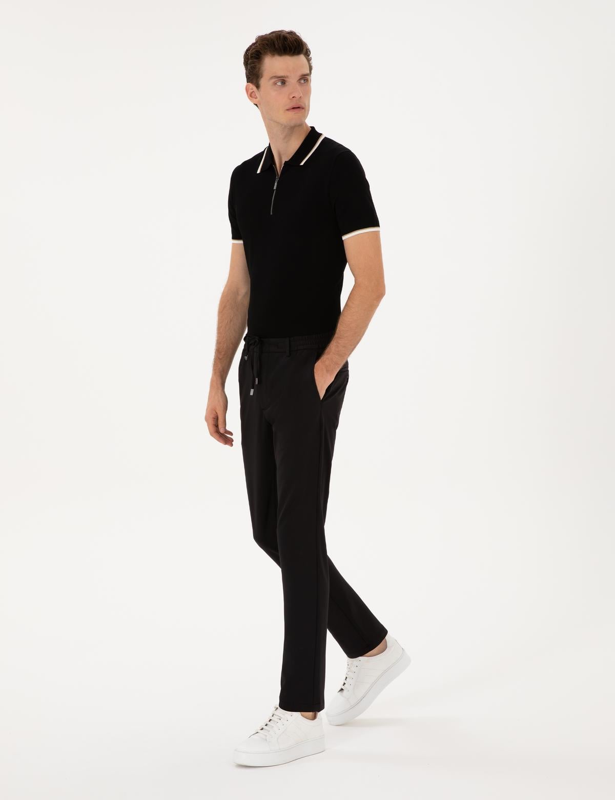 Siyah Slim Fit Klasik Jogger Pantolon - 50317618024