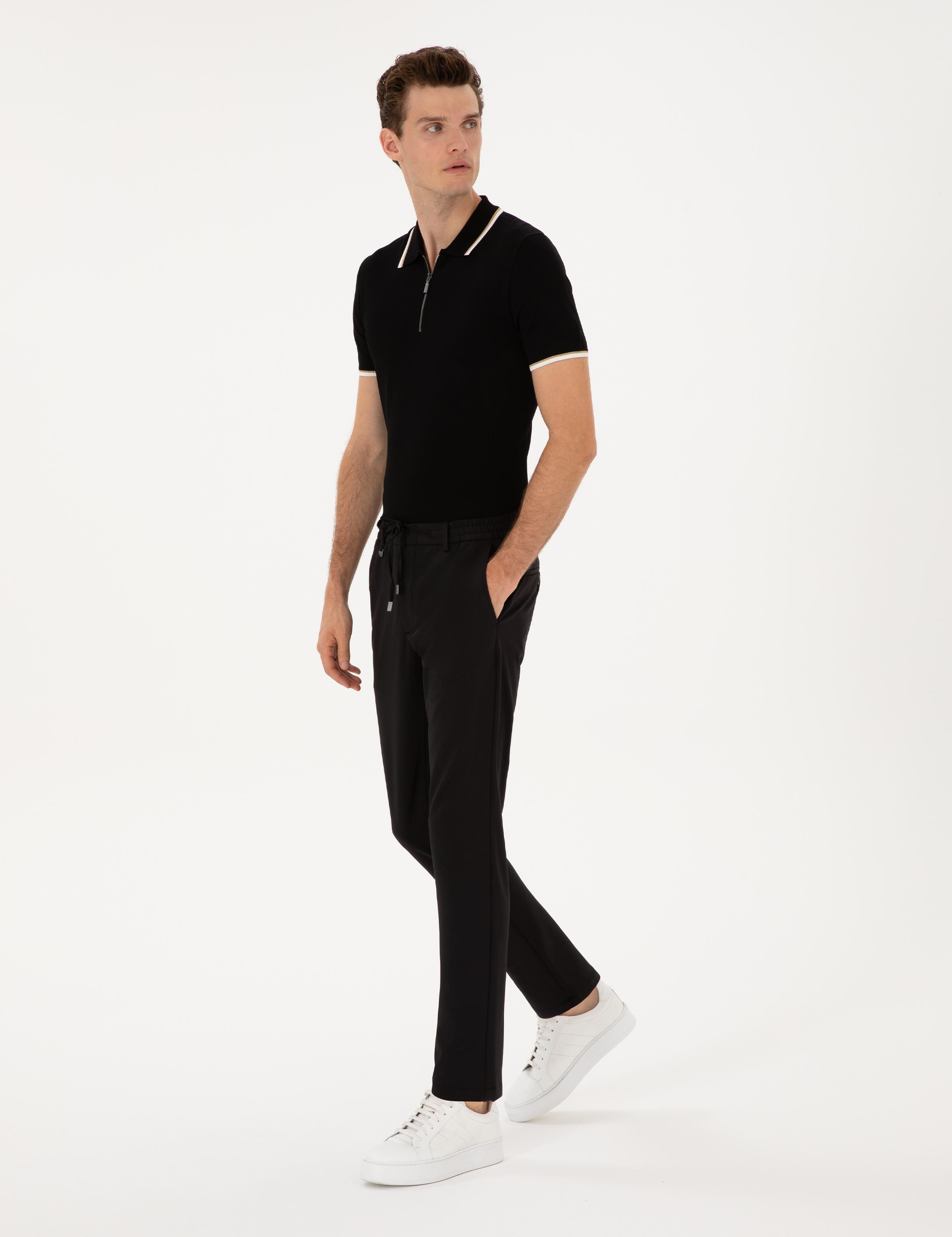 Siyah Slim Fit Klasik Jogger Pantolon