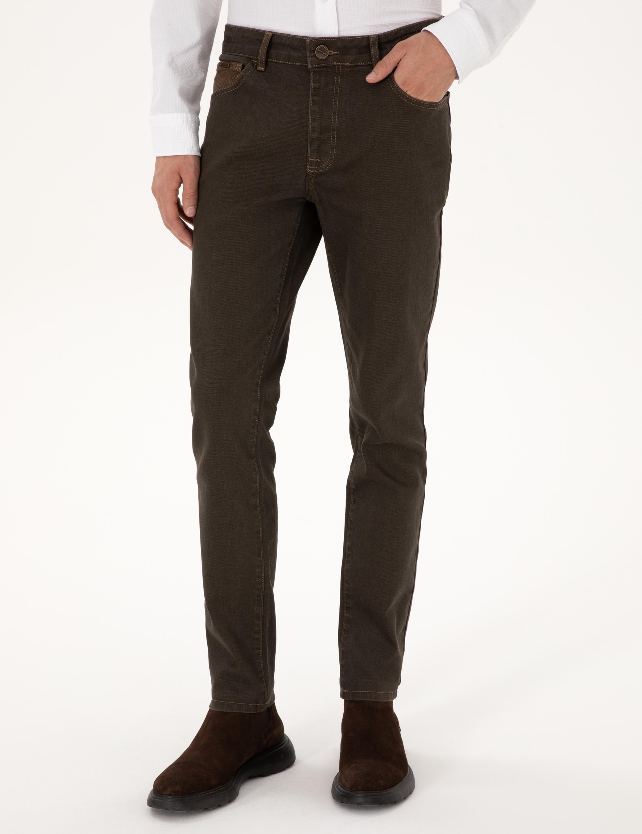Kahverengi Slim Fit Jean Pantolon