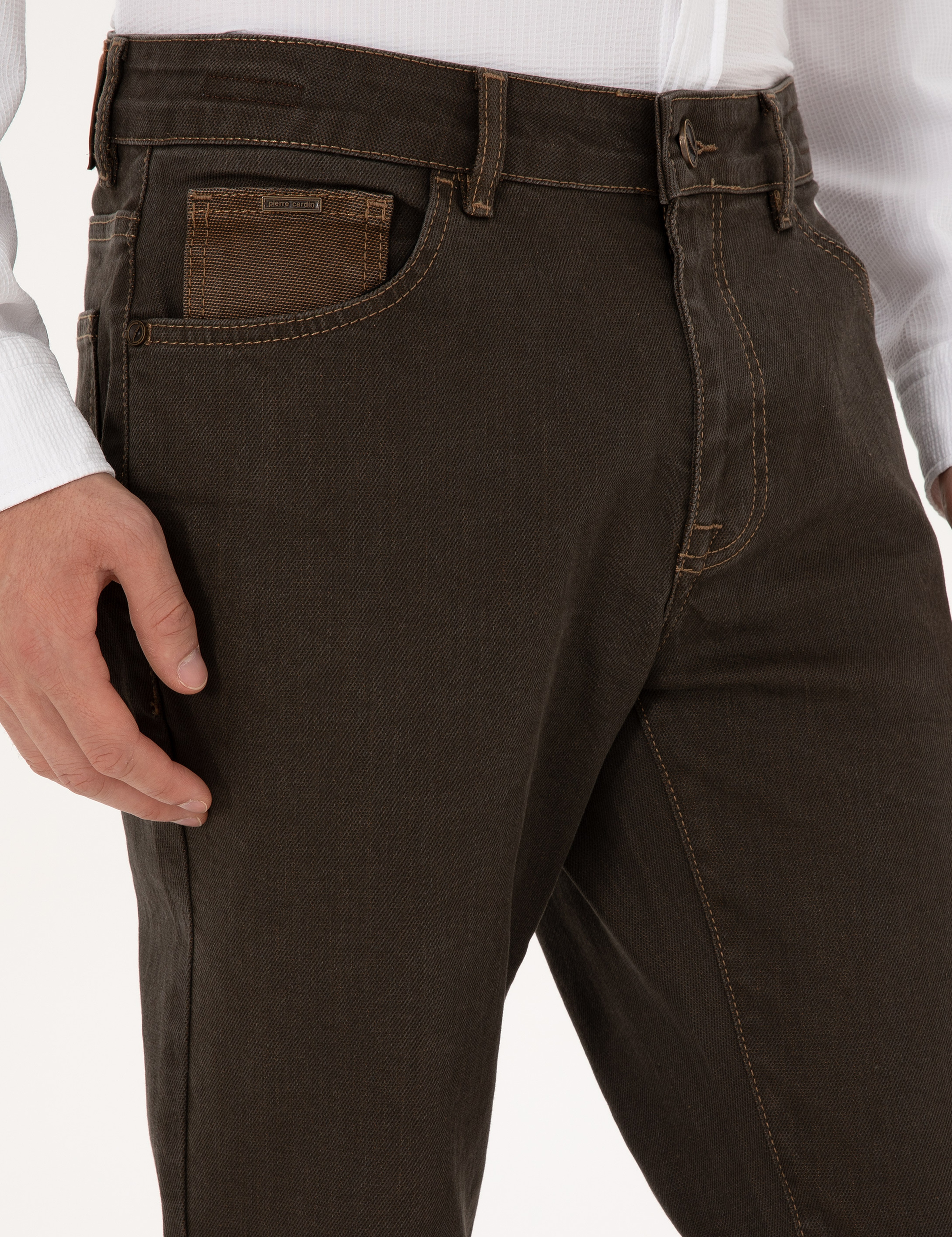 Kahverengi Slim Fit Jean Pantolon - Image 5