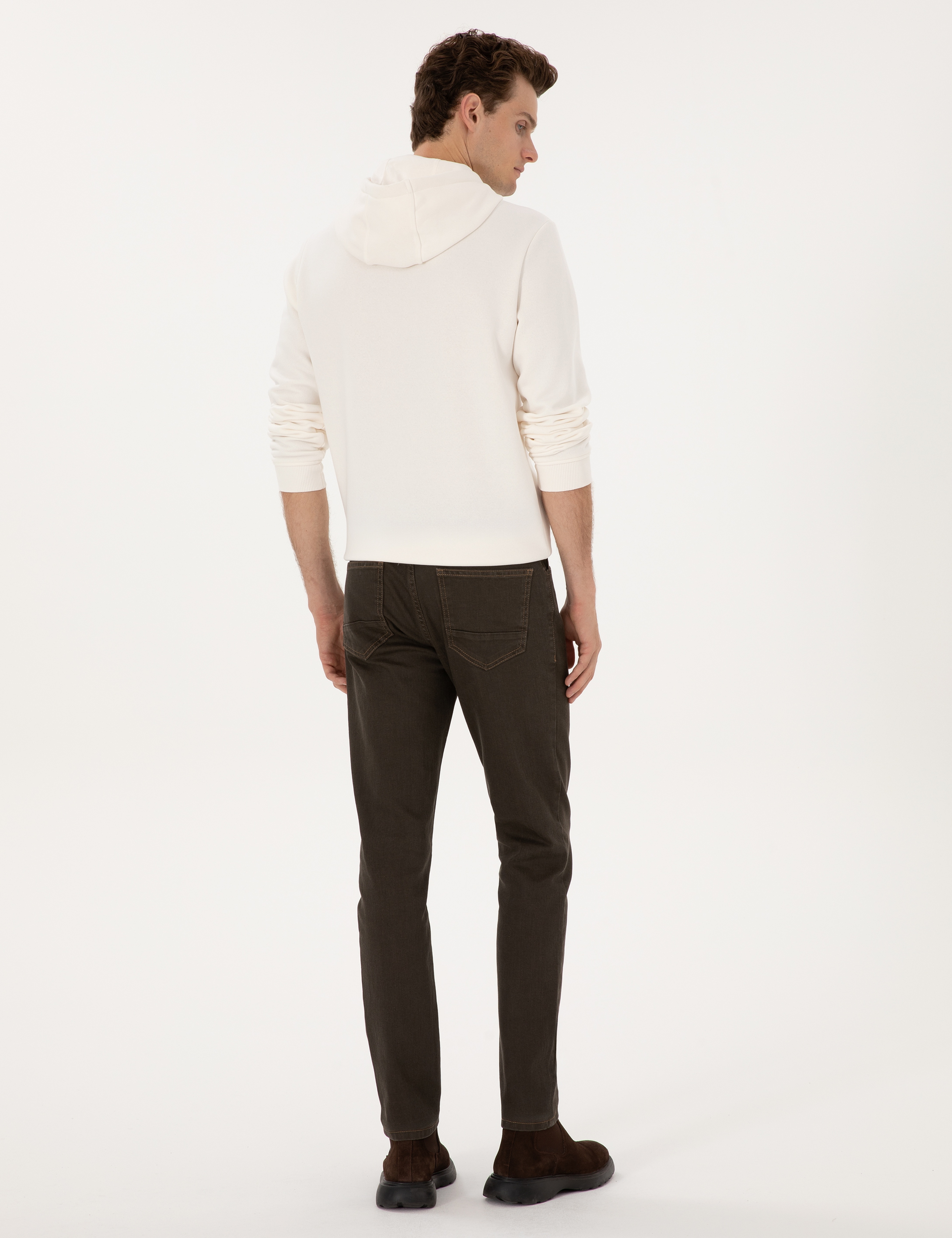 Kahverengi Slim Fit Jean Pantolon - Image 4