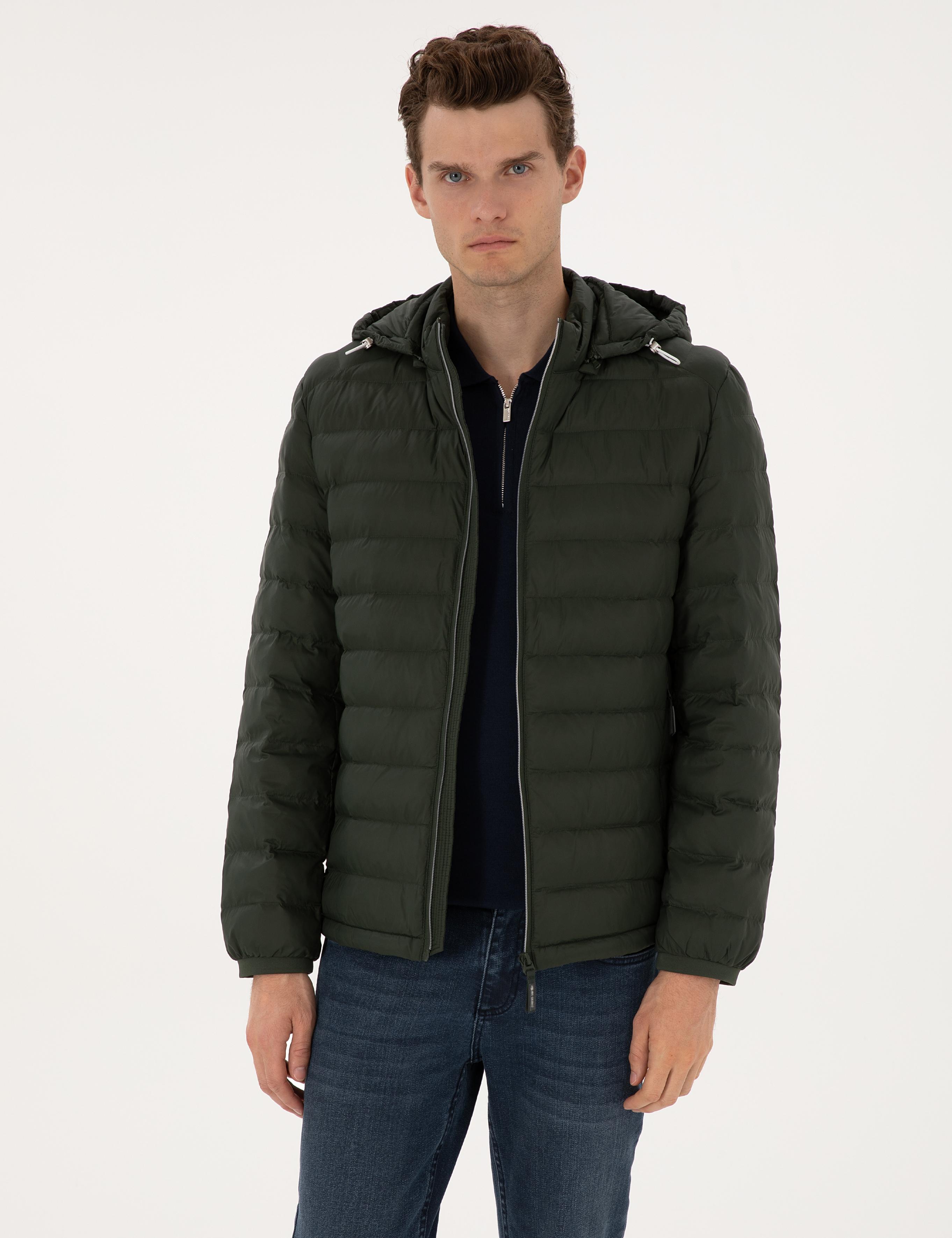 Koyu Haki Kapitone Kapüşonlu Mont