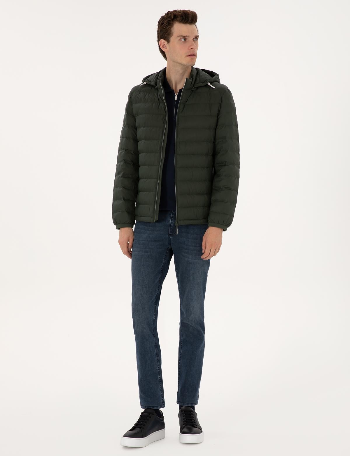 Koyu Haki Kapitone Kapüşonlu Mont - 50310193022