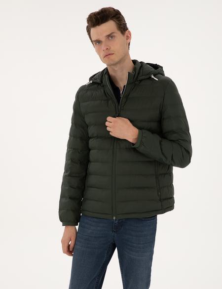 Koyu Haki Kapitone Kapüşonlu Mont - 50310193022