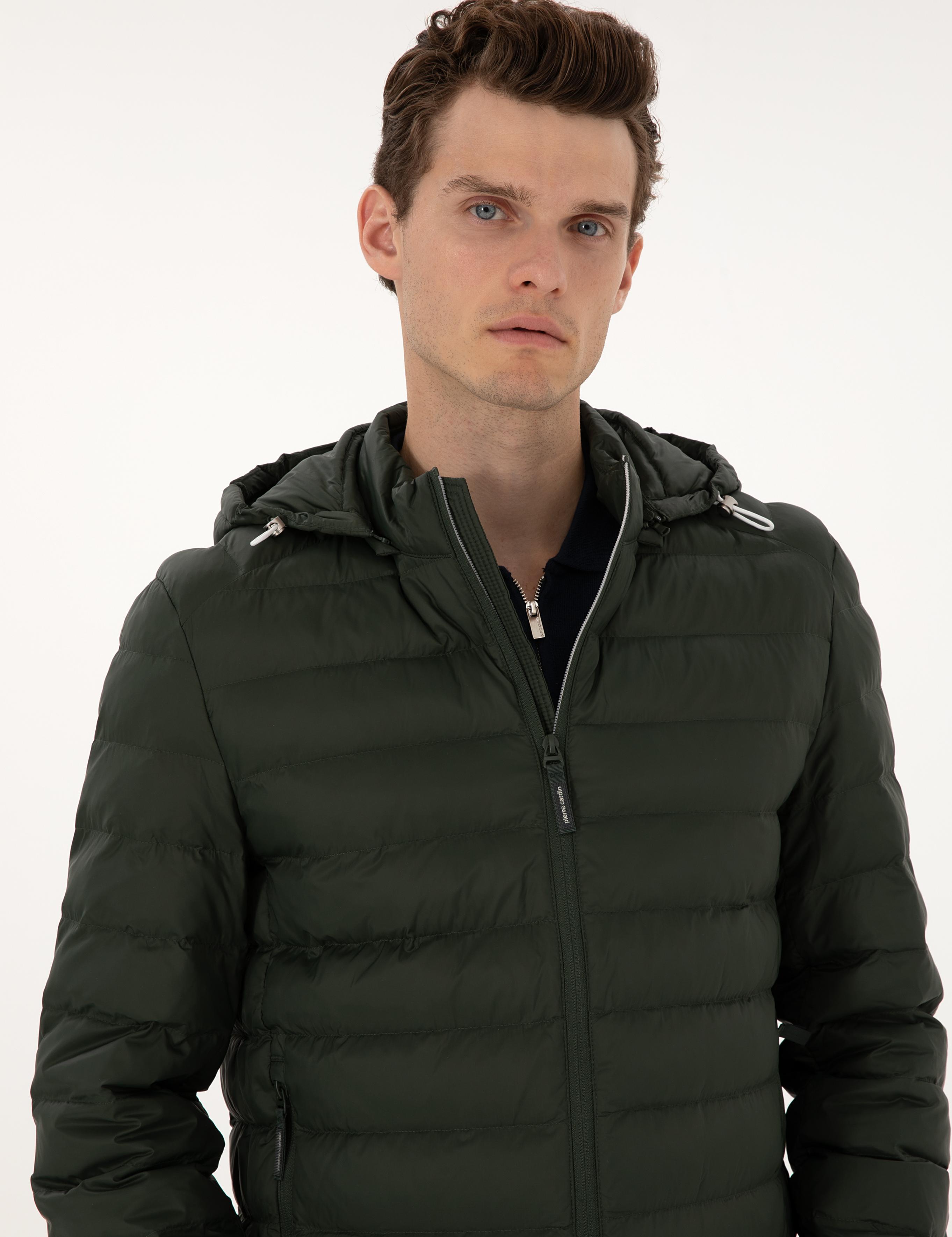 Koyu Haki Kapitone Kapüşonlu Mont