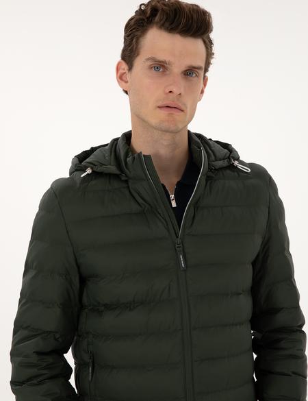 Koyu Haki Kapitone Kapüşonlu Mont - 50310193022