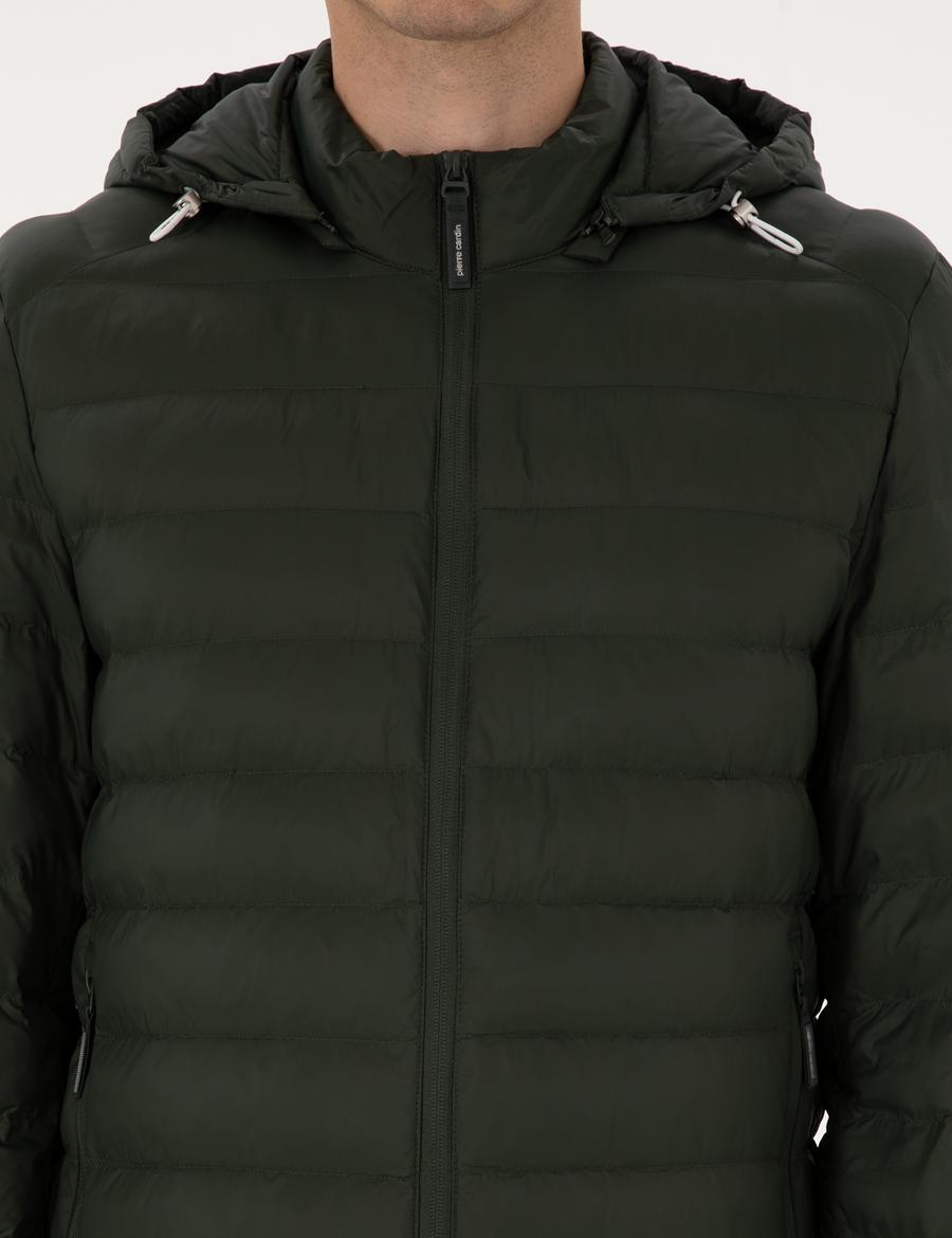 Koyu Haki Kapitone Kapüşonlu Mont