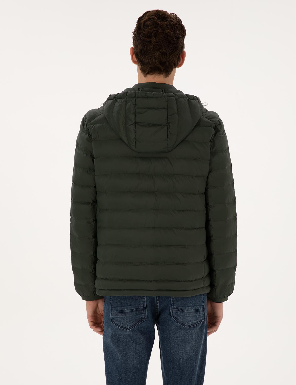 Koyu Haki Kapitone Kapüşonlu Mont - 50310193022