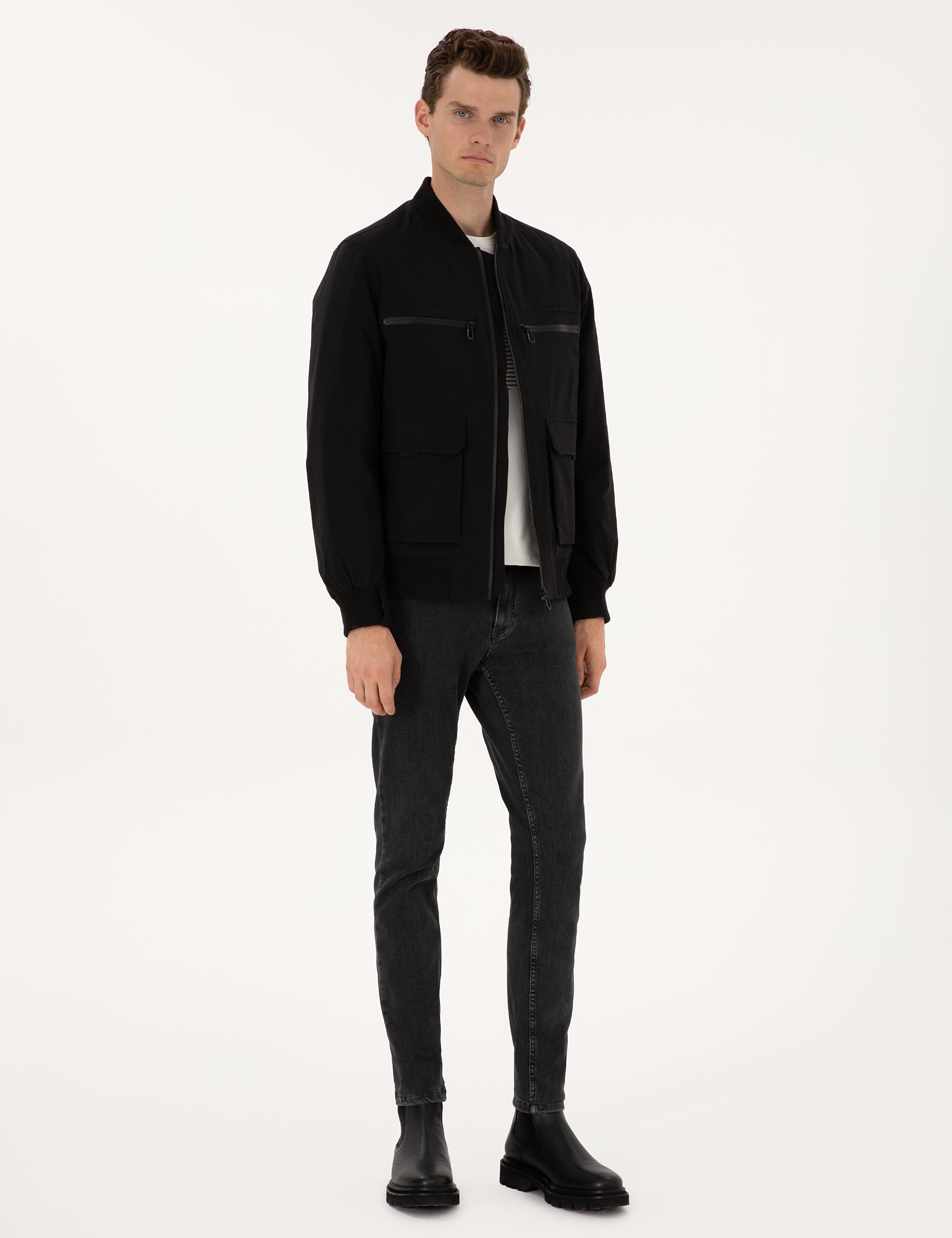Siyah Regular Fit Mont