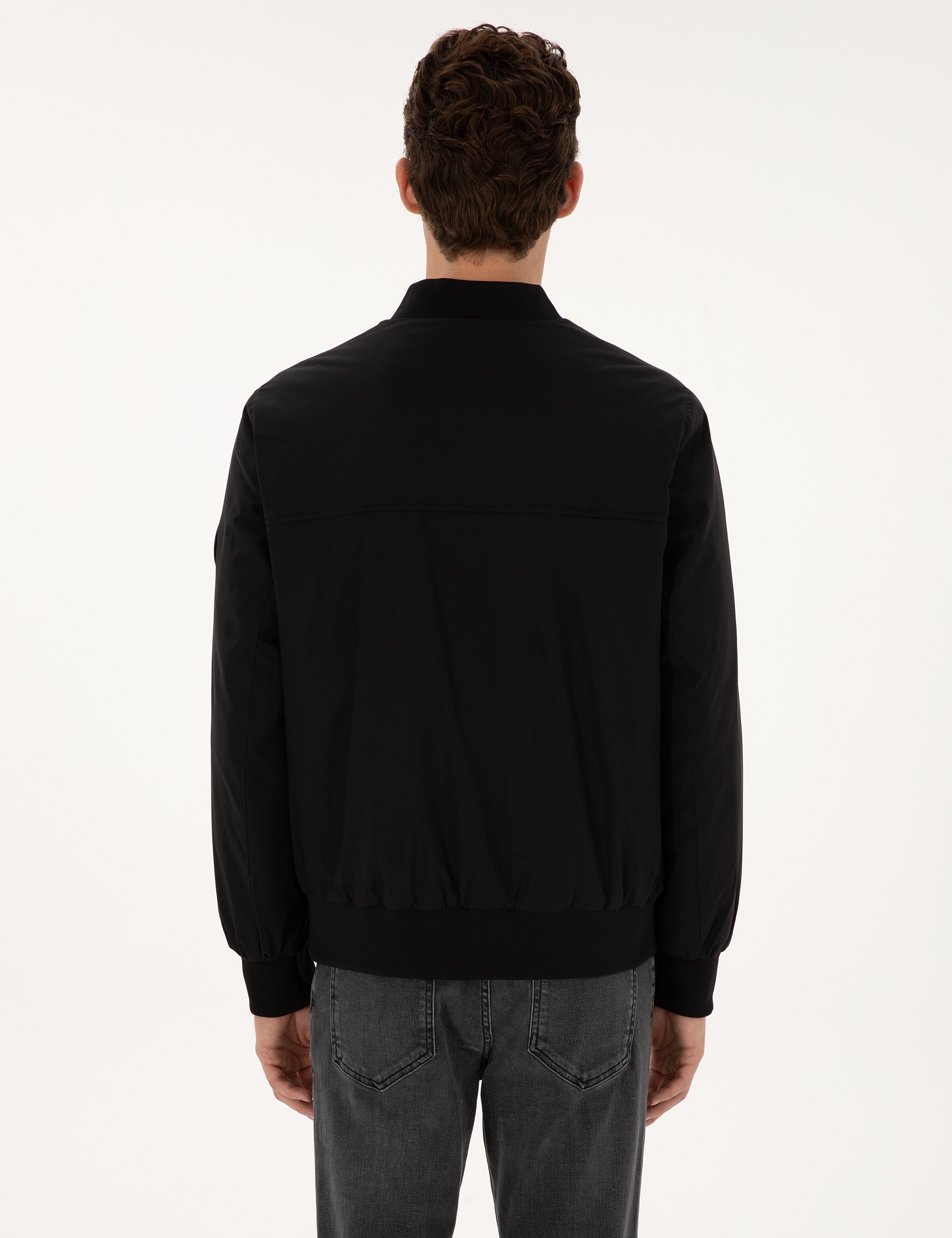 Siyah Regular Fit Bomber Ceket