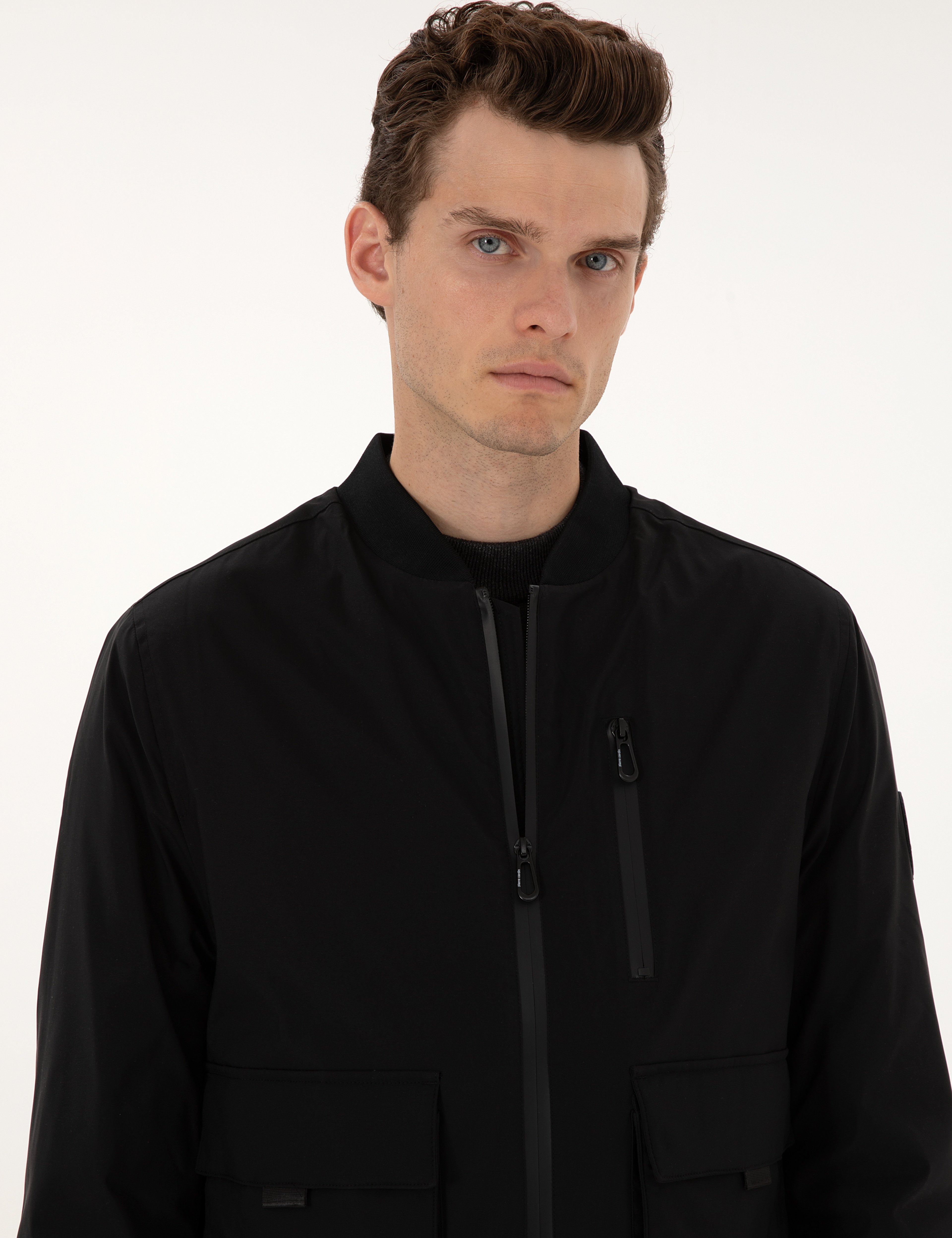 Siyah Regular Fit Bomber Ceket - Image 2