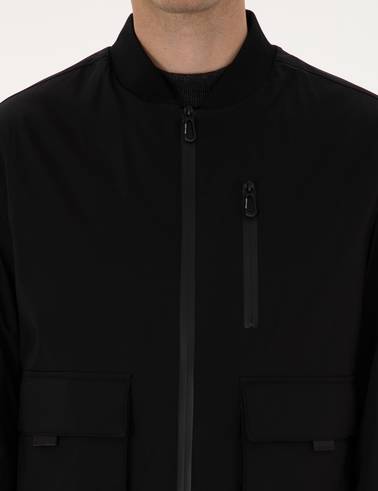 Siyah Regular Fit Bomber Ceket
