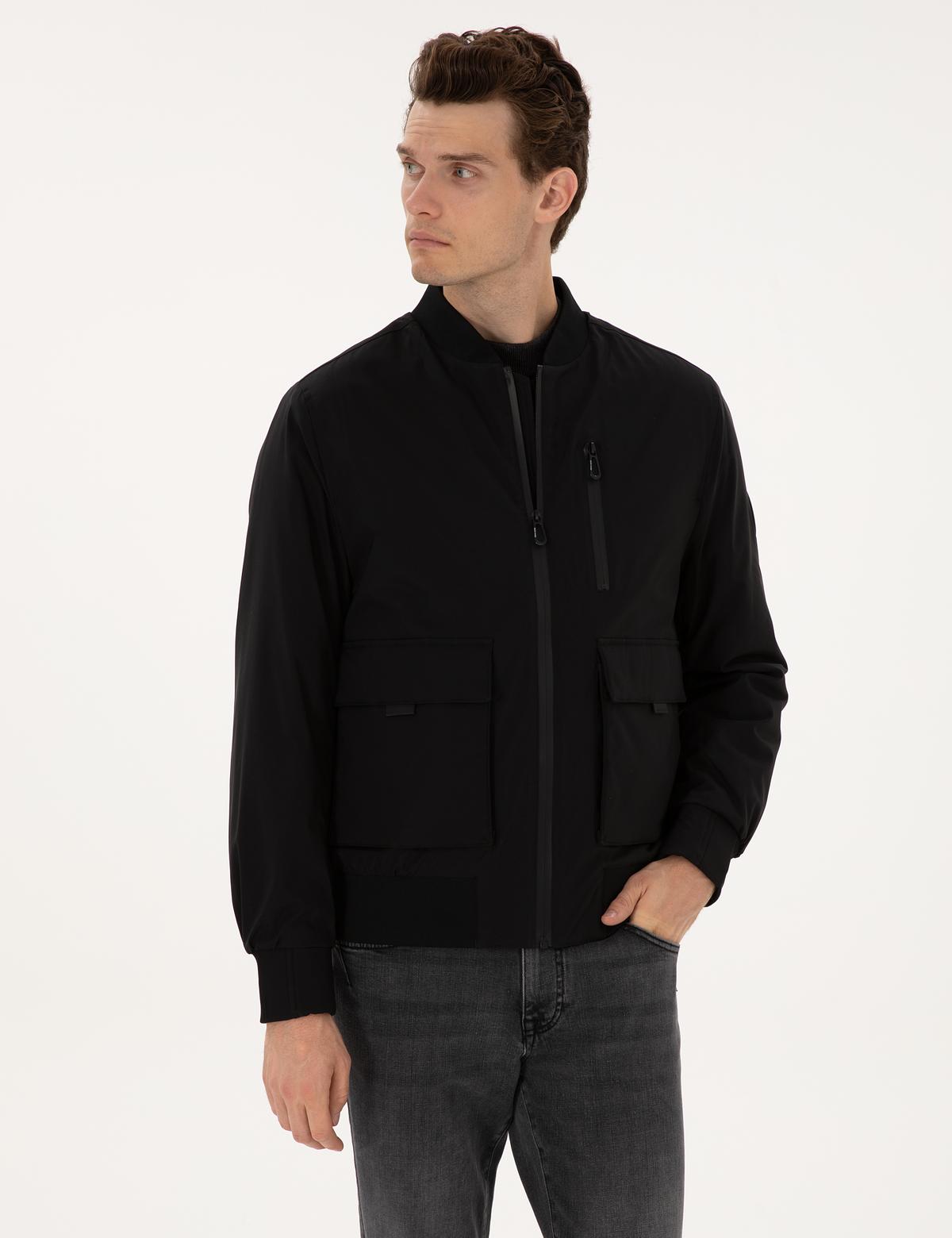 Siyah Regular Fit Bomber Ceket - 50313951006