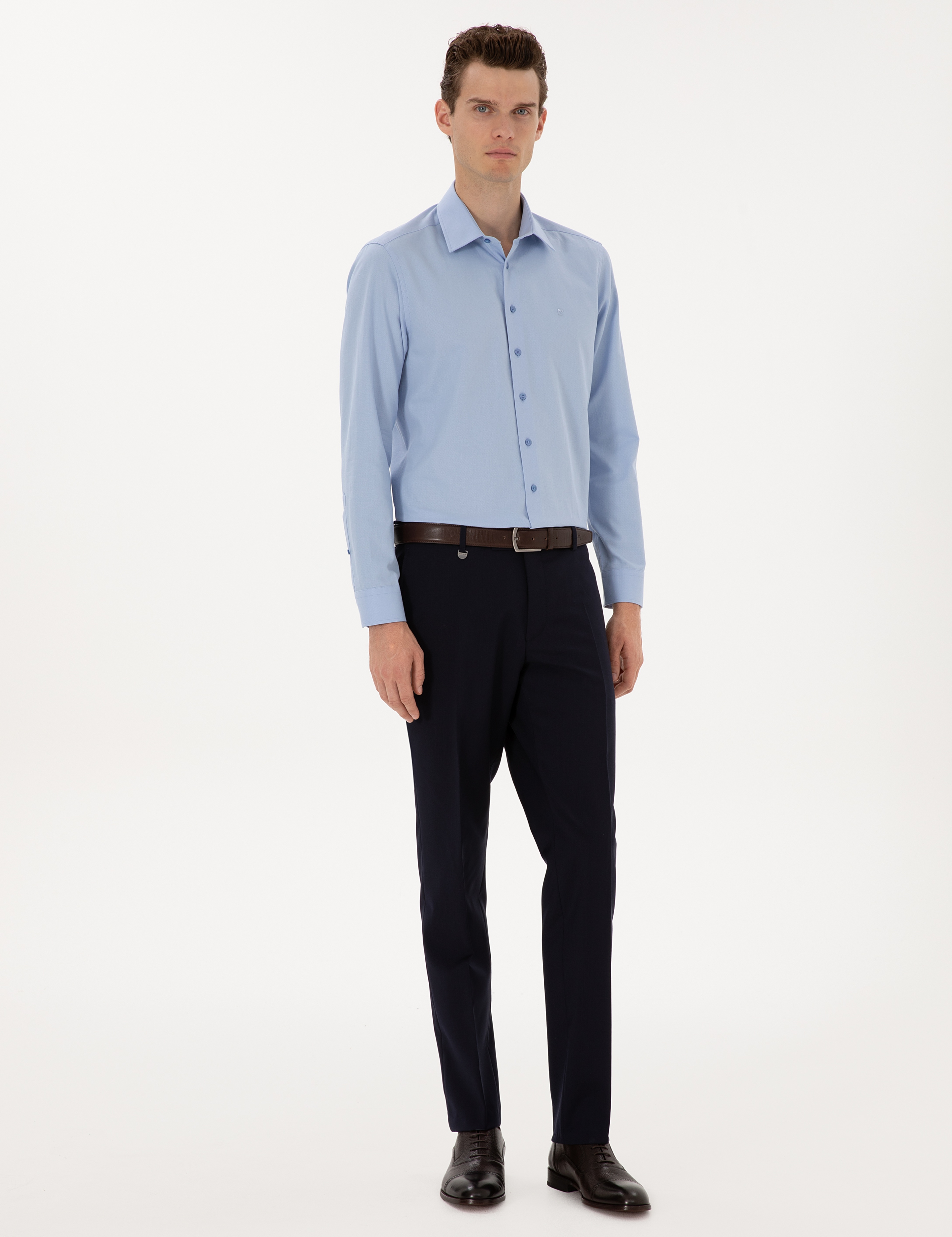 Lacivert Slim Fit %100 Yün Kumaş Pantolon - Image 3