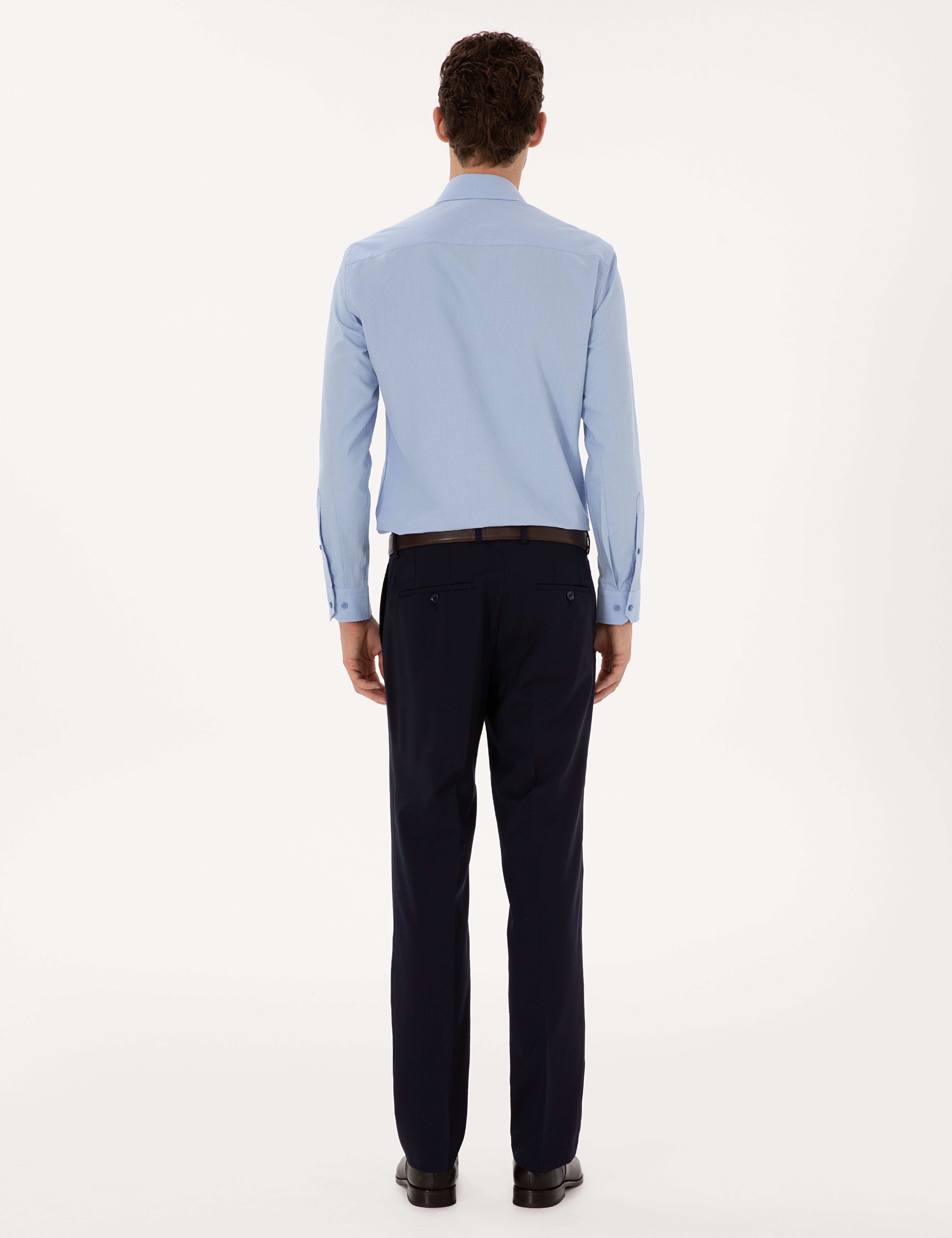 Lacivert Slim Fit %100 Yün Kumaş Pantolon