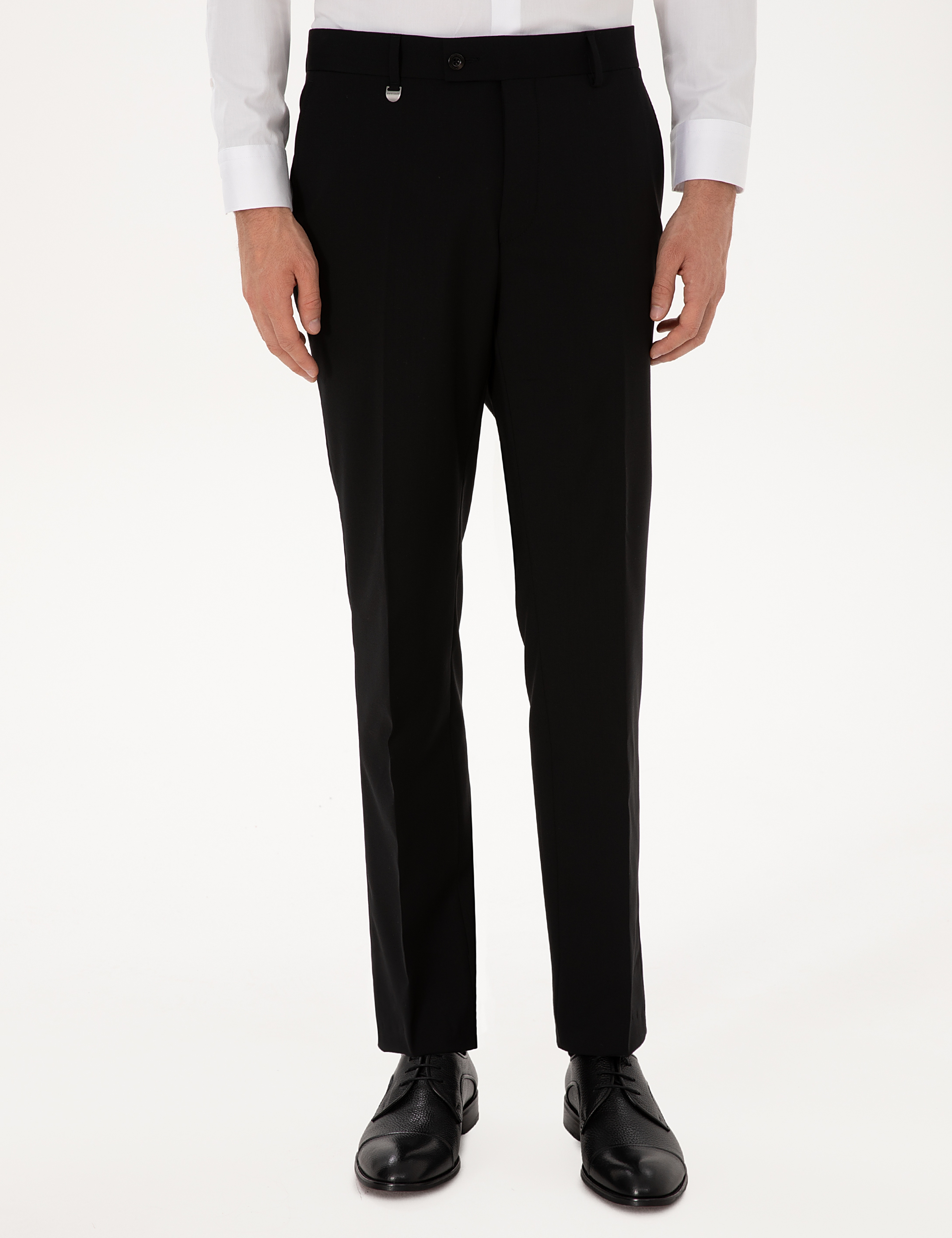 Siyah Slim Fit %100 Yün Kumaş Pantolon