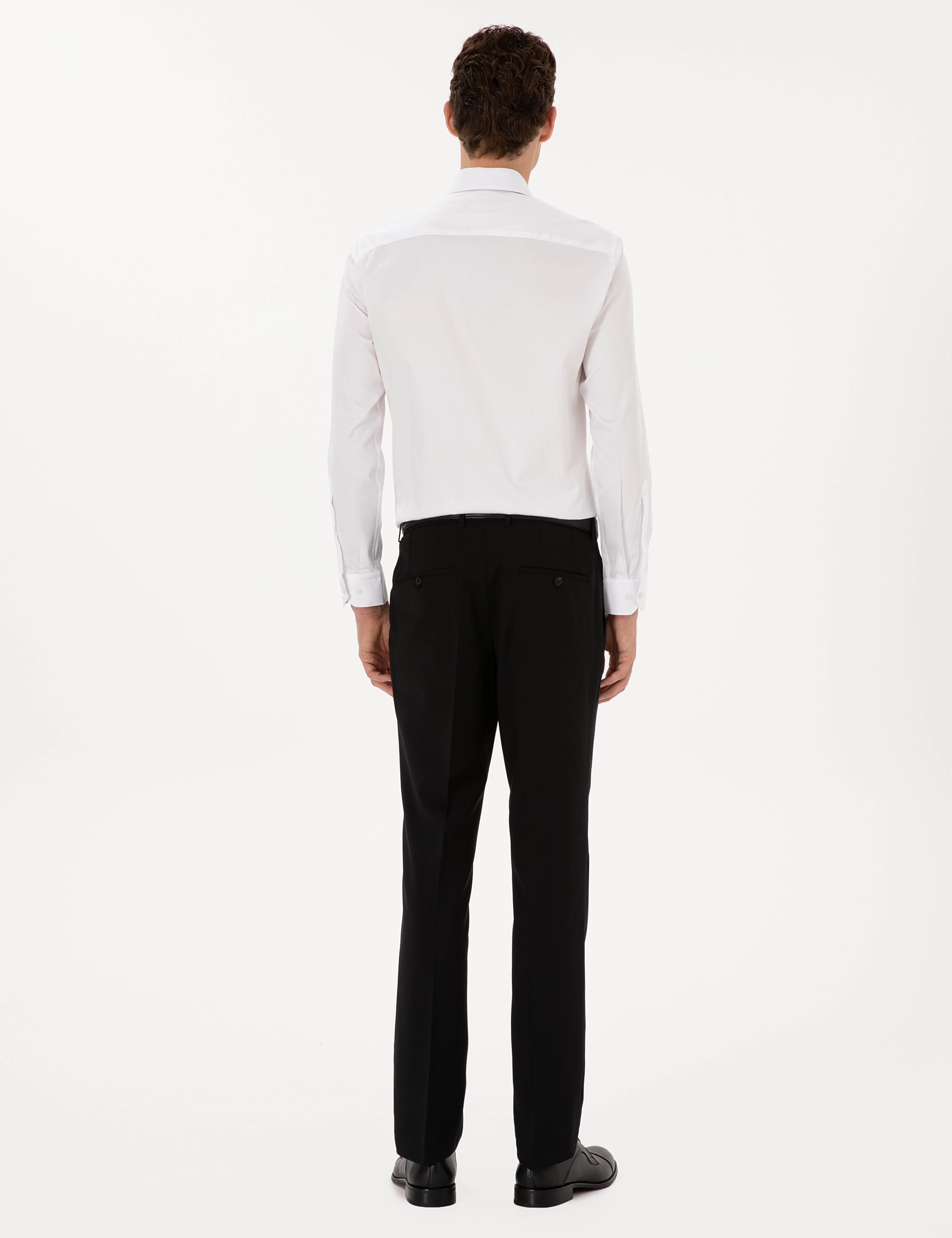 Siyah Slim Fit %100 Yün Kumaş Pantolon - Image 4