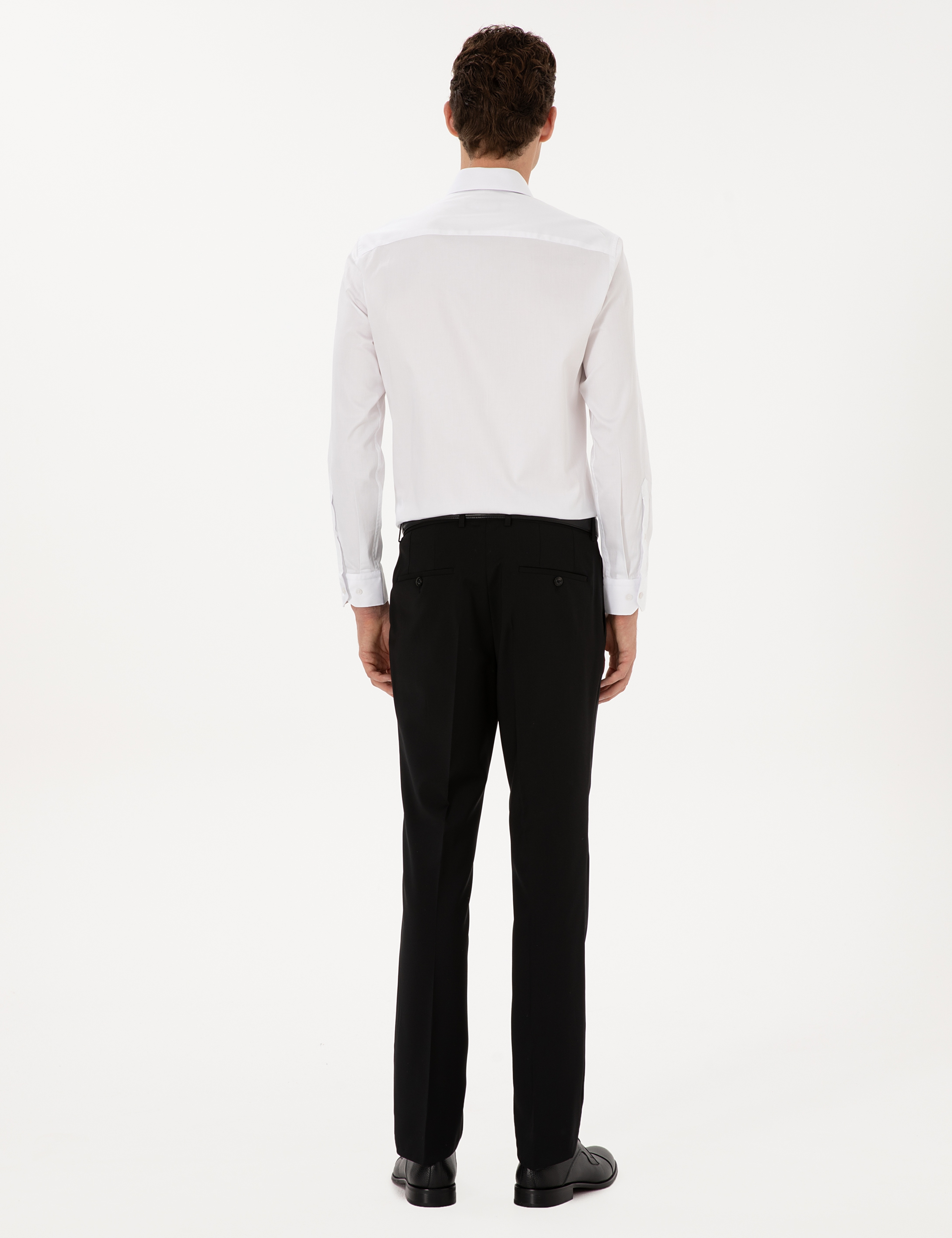 Siyah Slim Fit %100 Yün Kumaş Pantolon