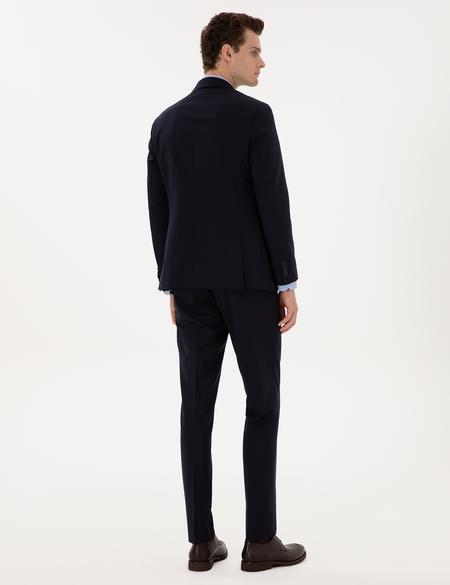 Lacivert Ex. Slim Fit %100 Yün Kruvaze Takım Elbise - 50313955044