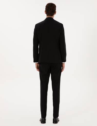 Siyah Ex. Slim Fit %100 Yün Kruvaze Takım Elbise