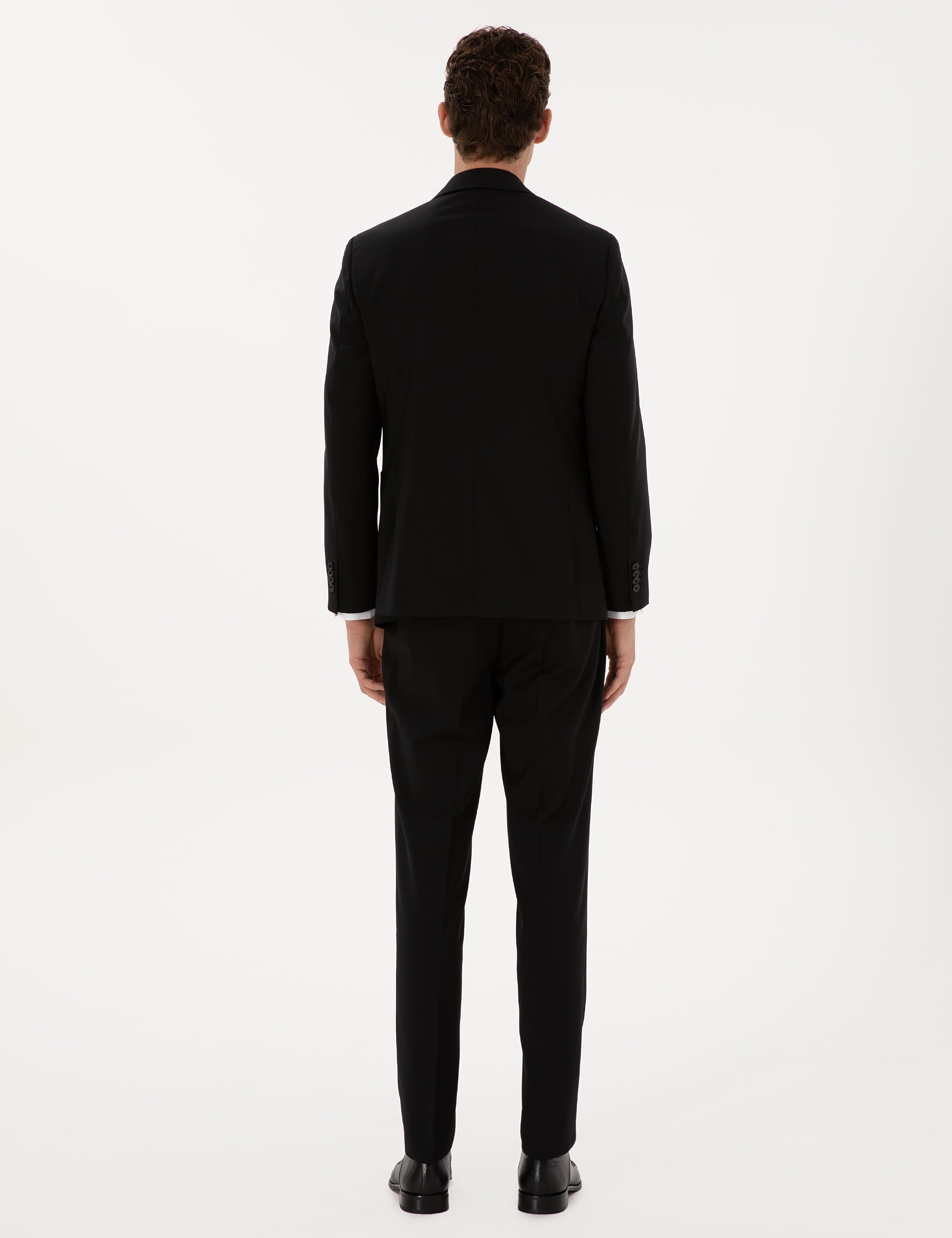 Siyah Ex. Slim Fit %100 Yün Kruvaze Takım Elbise