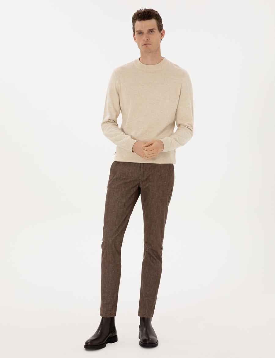 Vizon Slim Fit Beli Lastikli Kanvas Pantolon